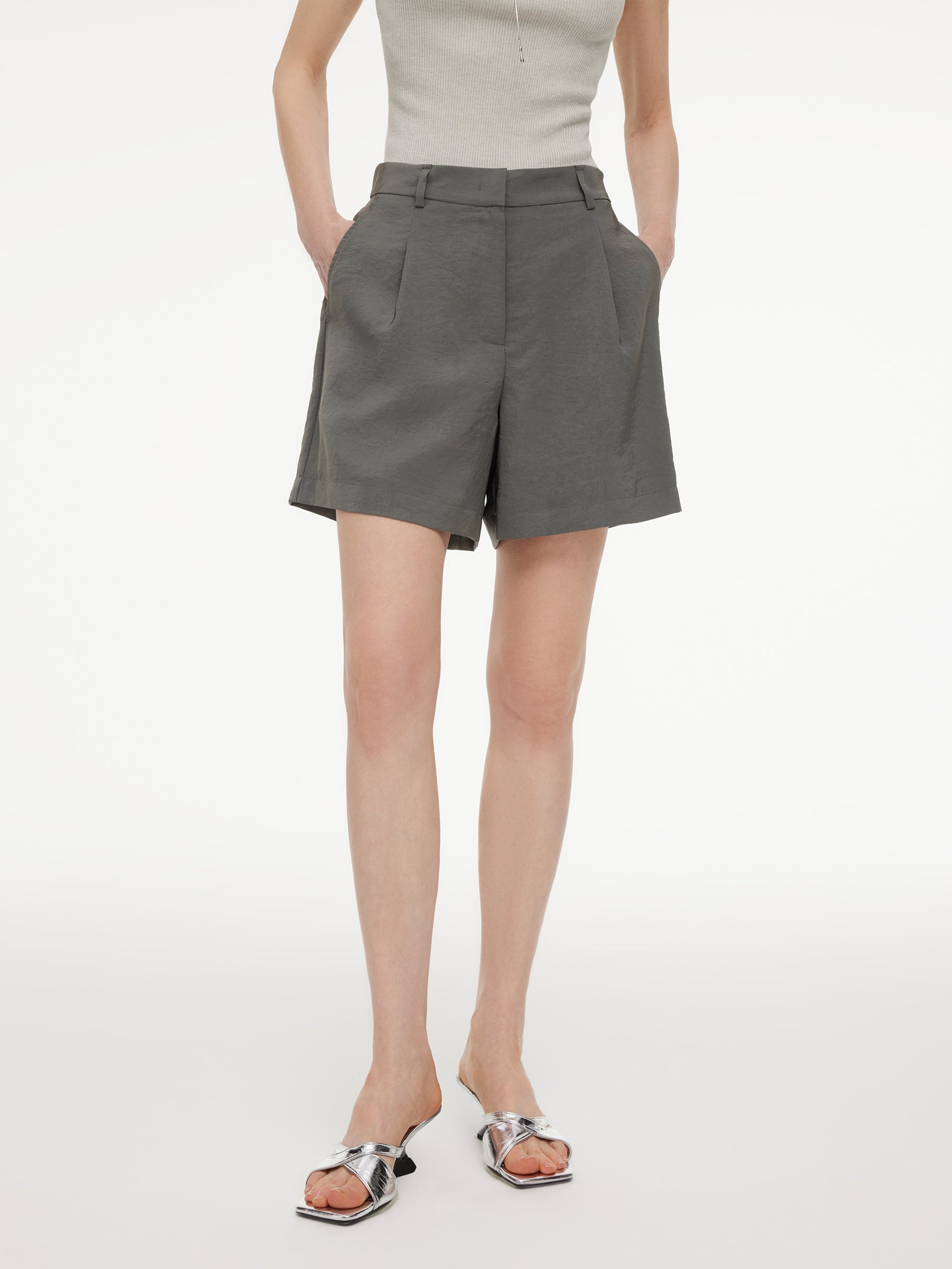 Silk-Drape Wrinkle-Free Shorts