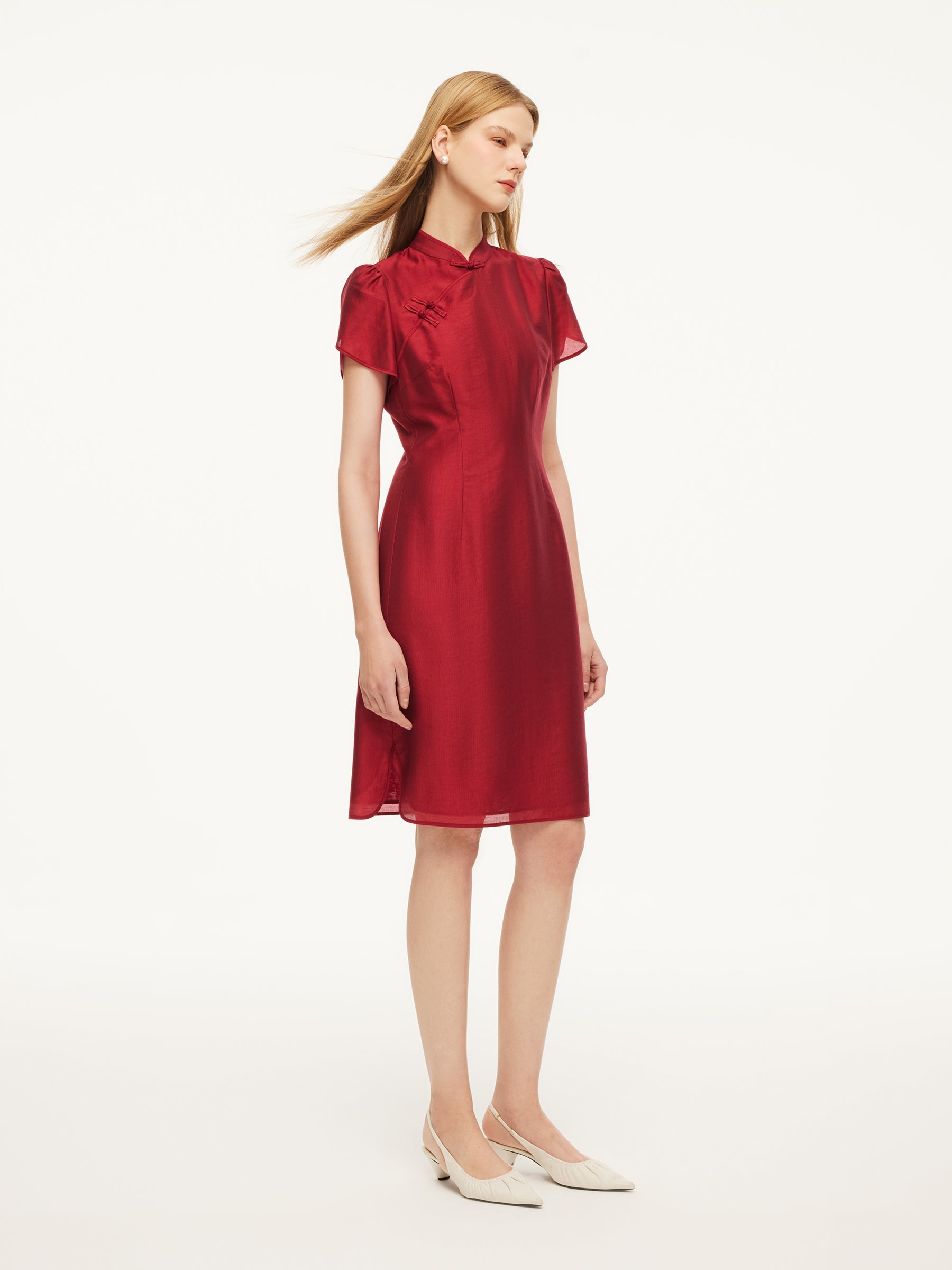 Tencel Qipao Mini Dress