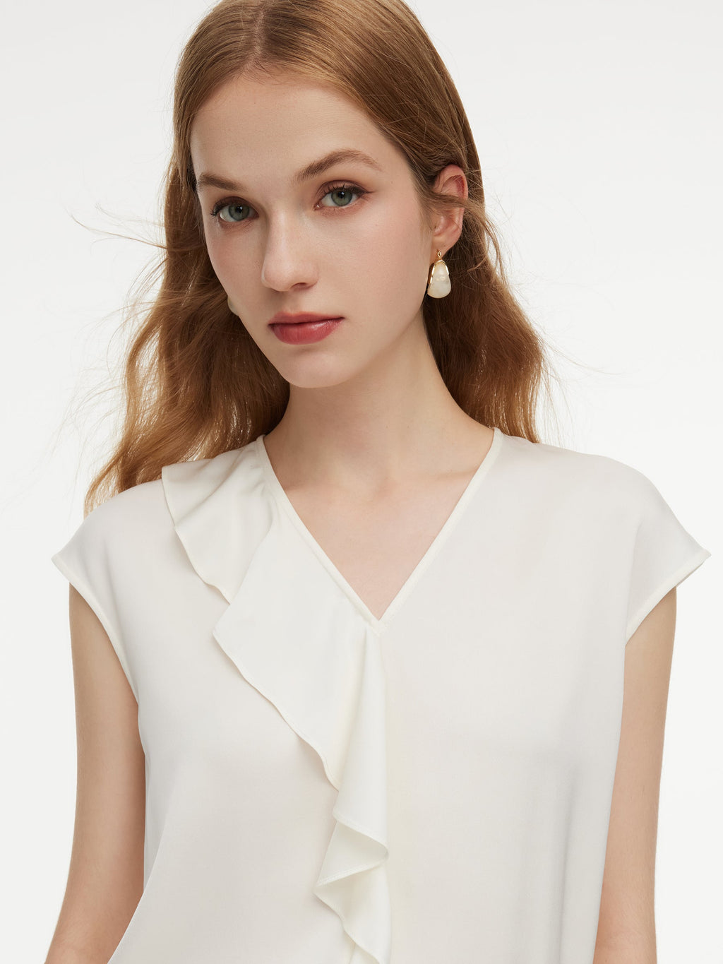 V-Neck Asymmetrical Ruffle