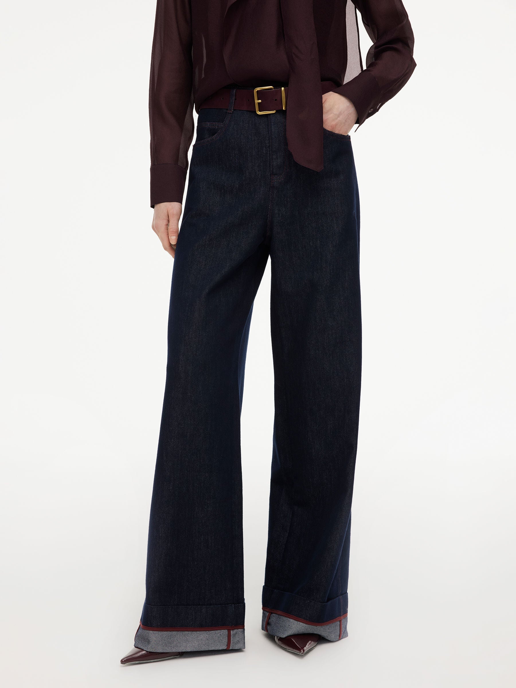 Lyocell-Cotton High-Waist Palazzo Jeans