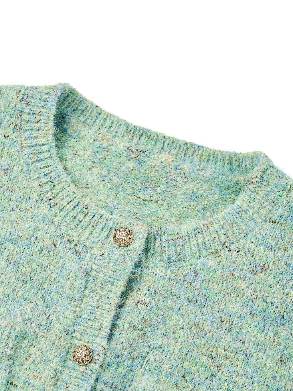 Melange Green Crewneck Cardigan