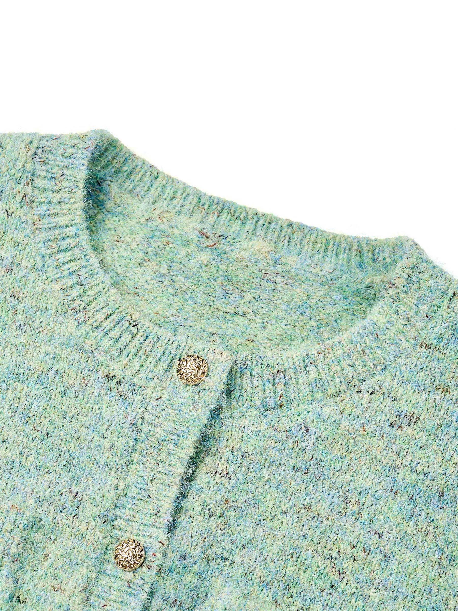 Melange Green Crewneck Cardigan