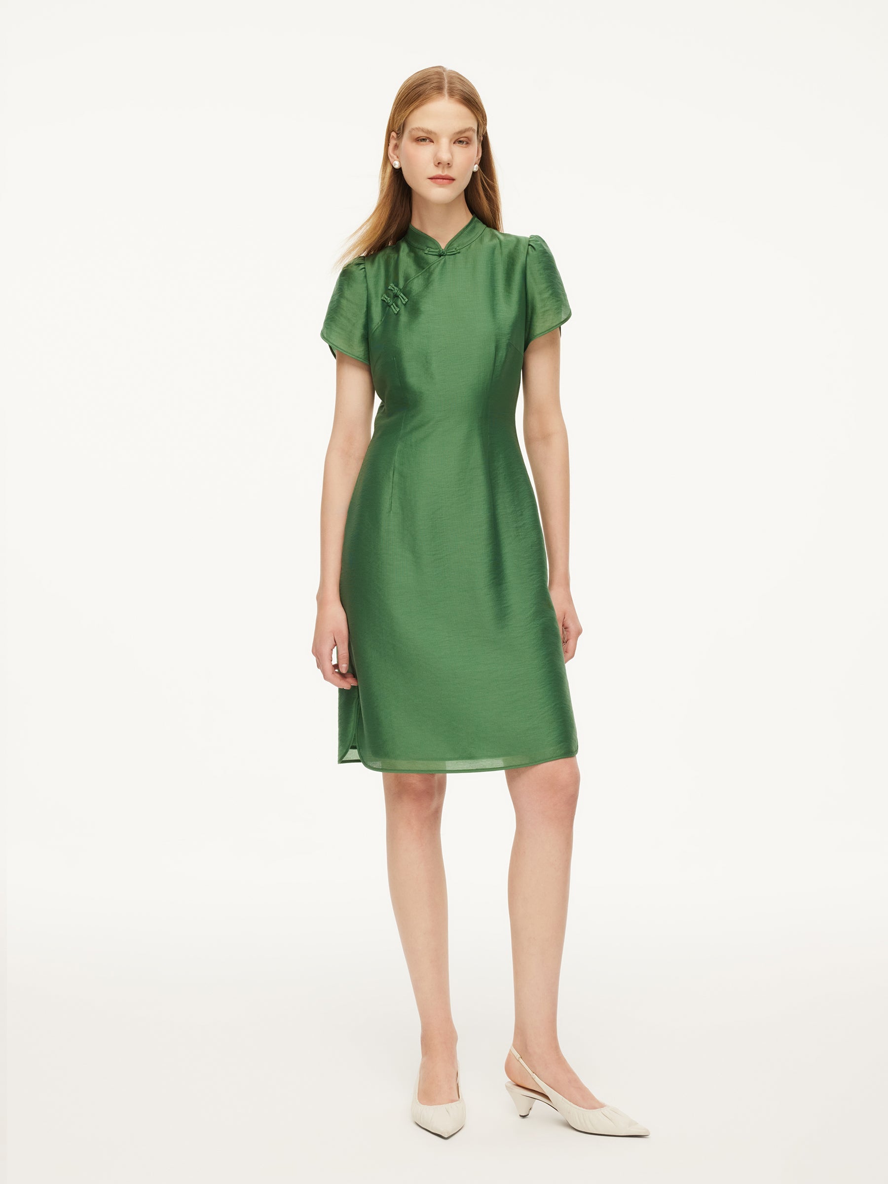 Tencel Qipao Mini Dress