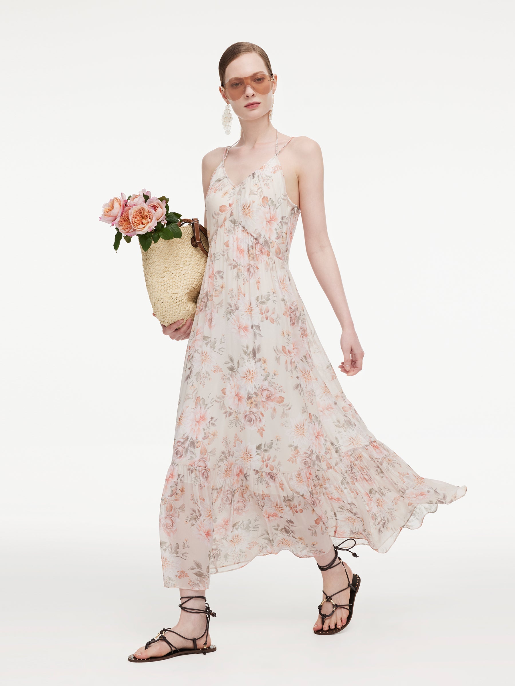 Mulberry Silk Watercolor Print Dress