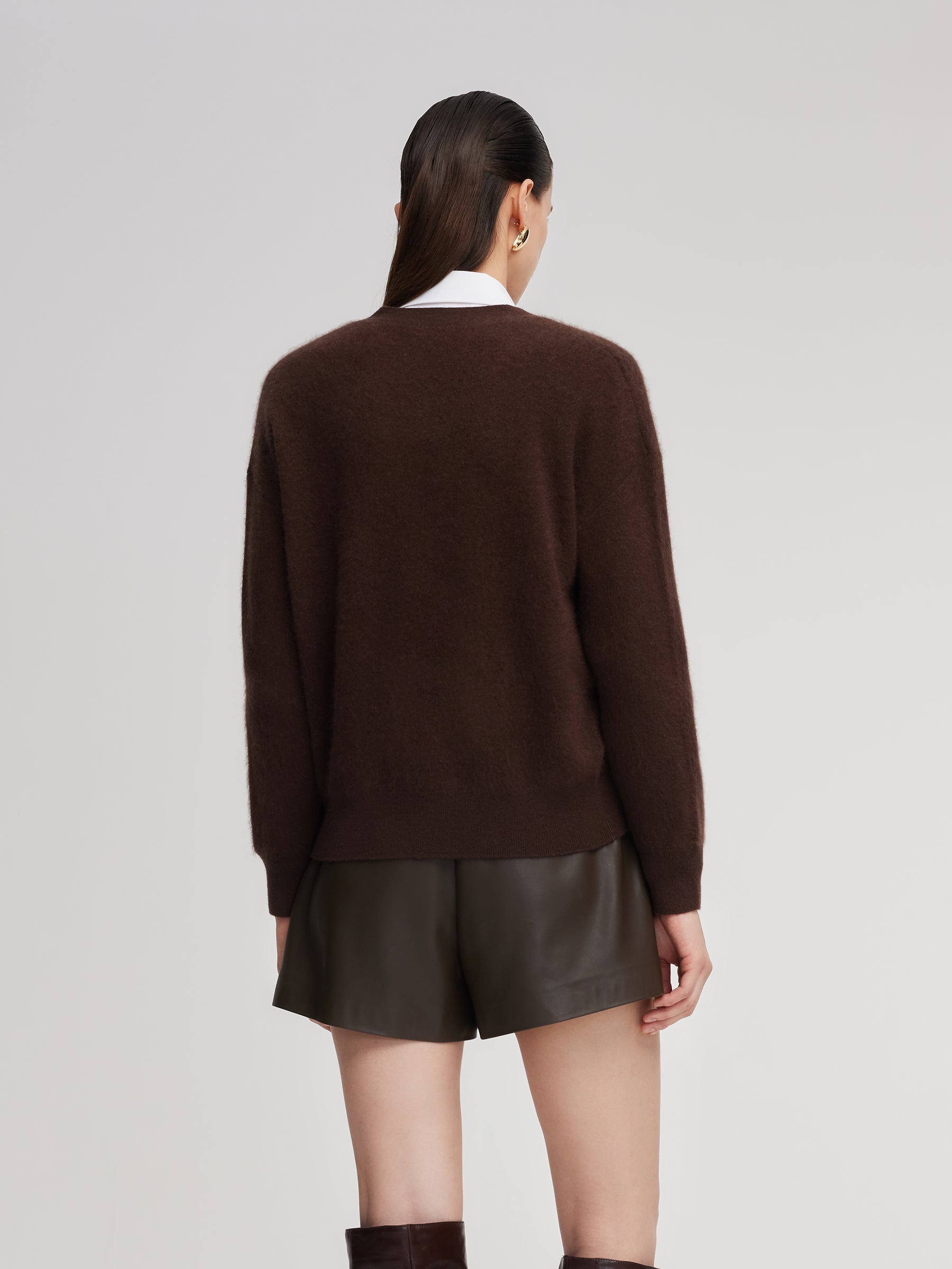 V-Neck Drop-Shoulder Cardigan