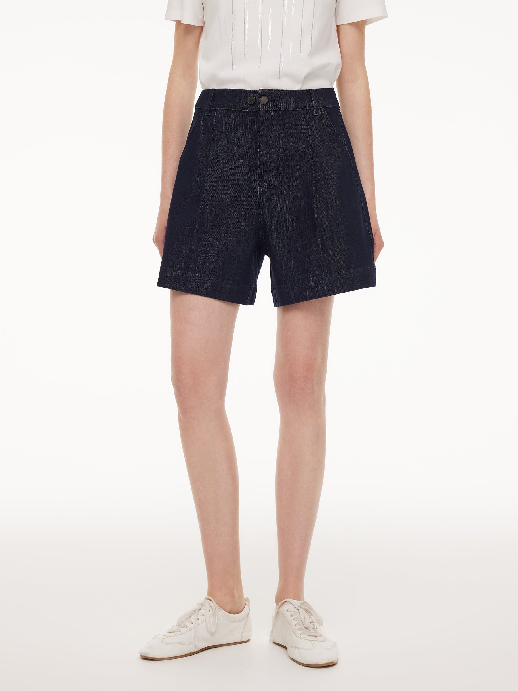 Stretch A-Line Denim Shorts