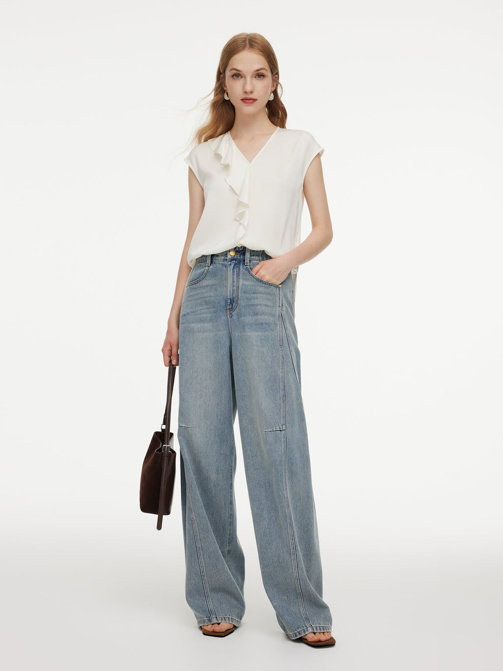 V-Neck Asymmetrical Ruffle
