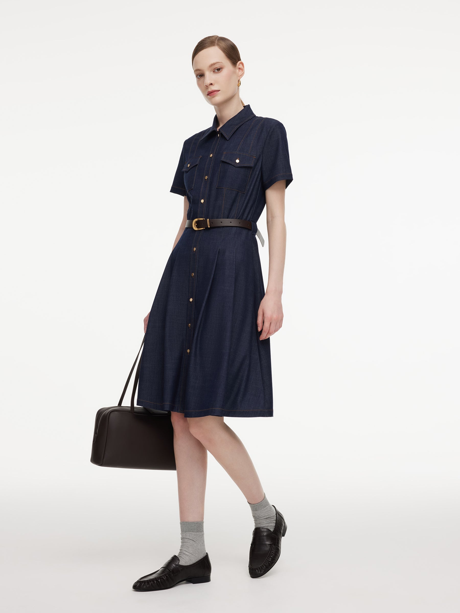 Denim-Style Shirt Dress