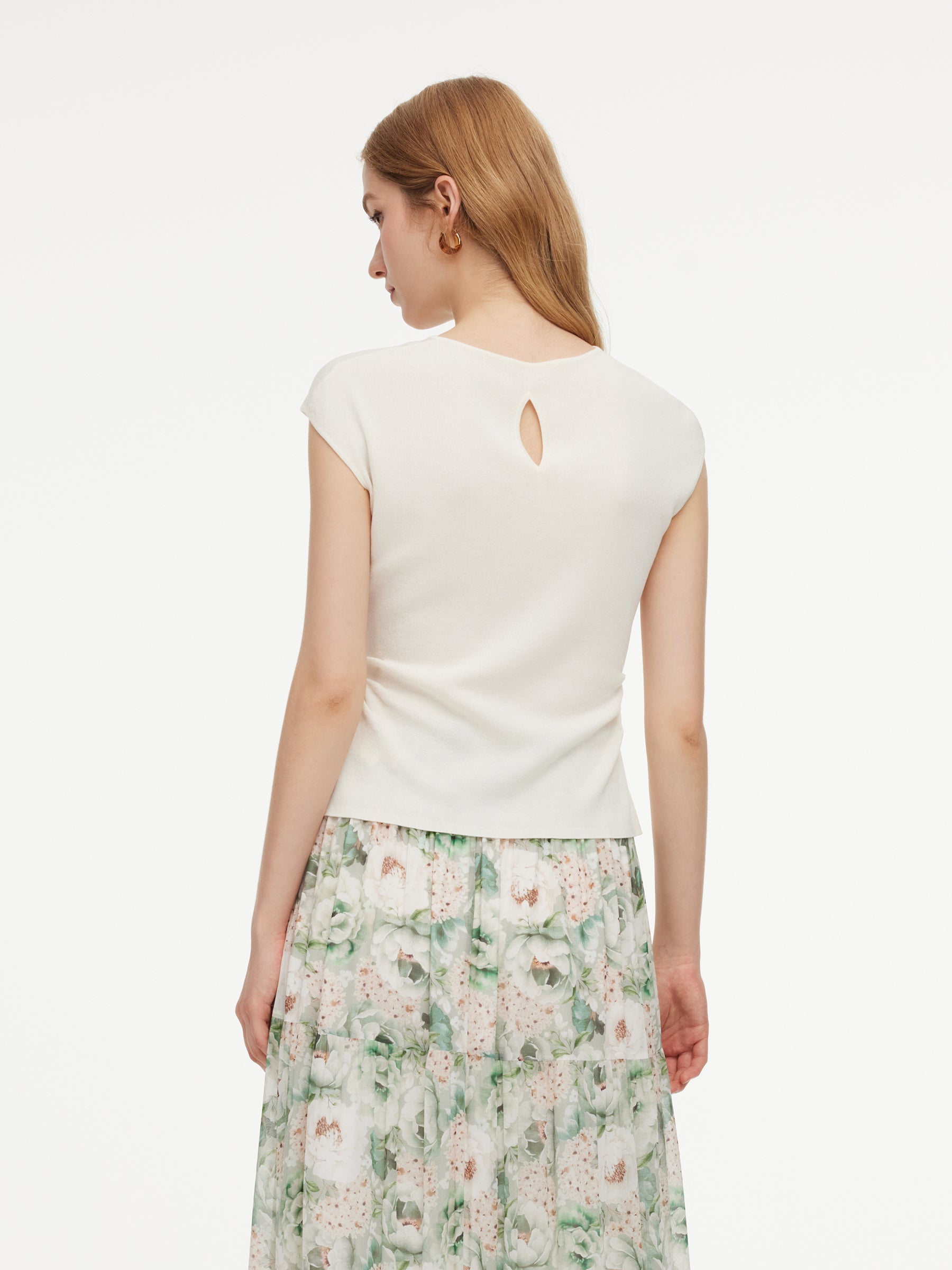 Tencel Side-Ruched H-Line Knit