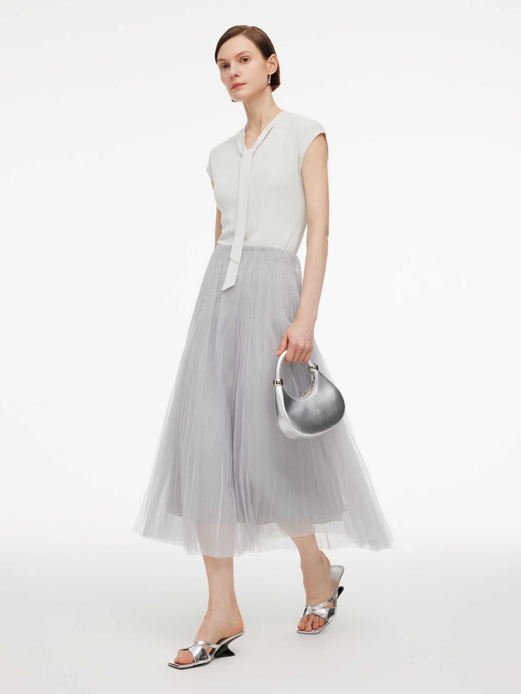 Vertical-Pleat A-Line Skirt