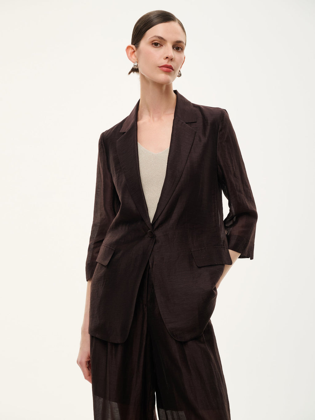 Tencel Linen 3/4 Sleeve Blazer