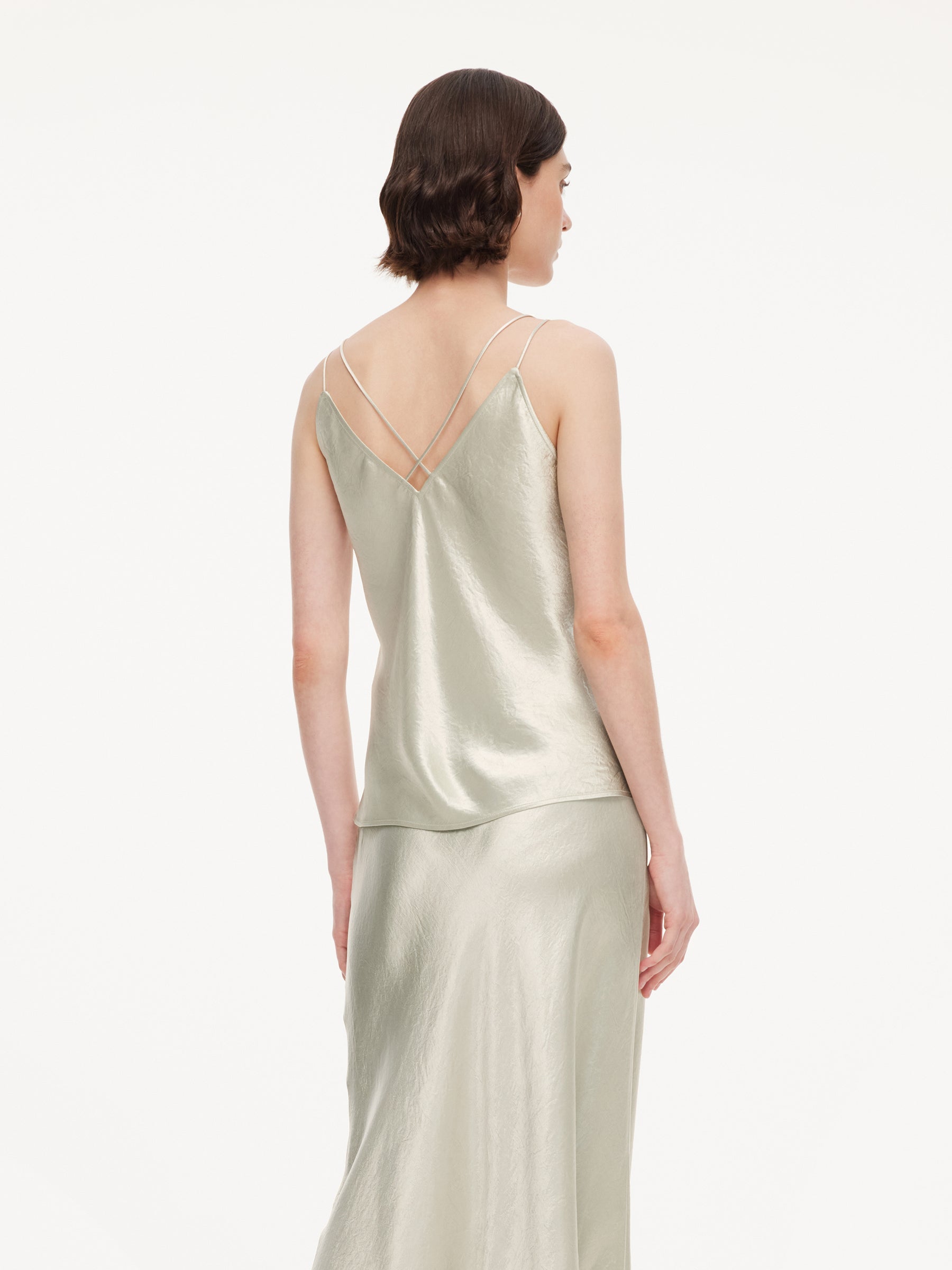 Acetate Bias-Cut V-Neck