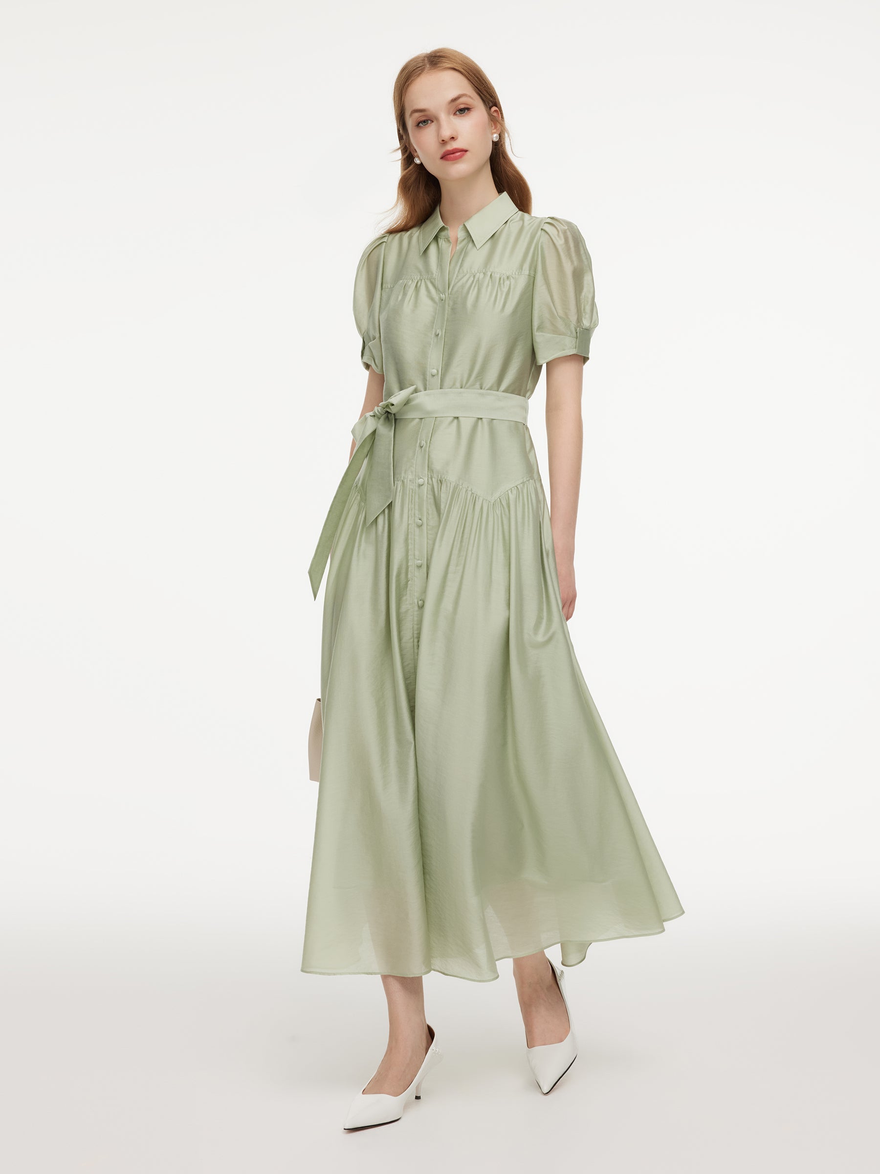 Belted A-Line Maxi Dress