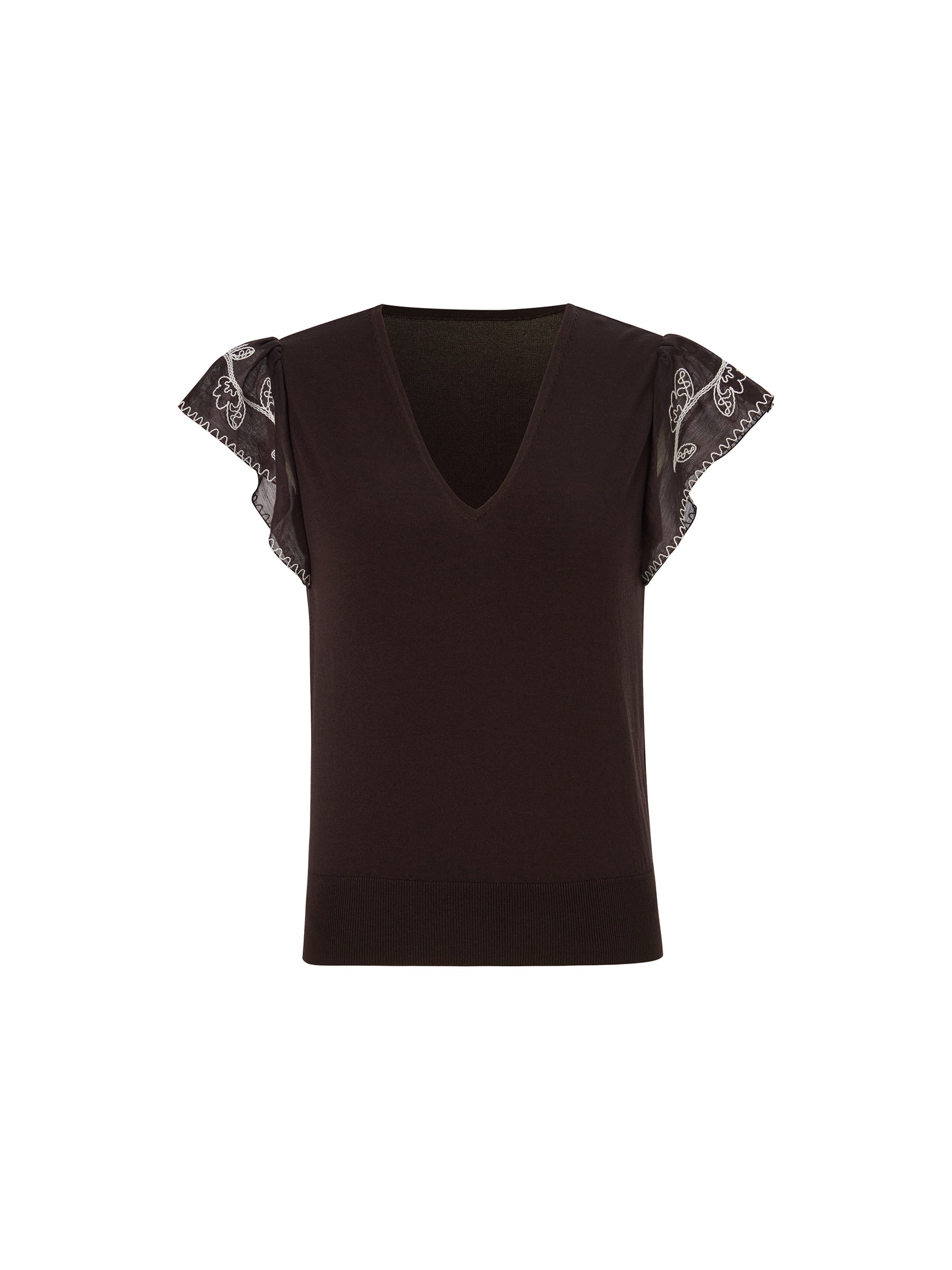 Tencel V-Neck Embroidered Crop