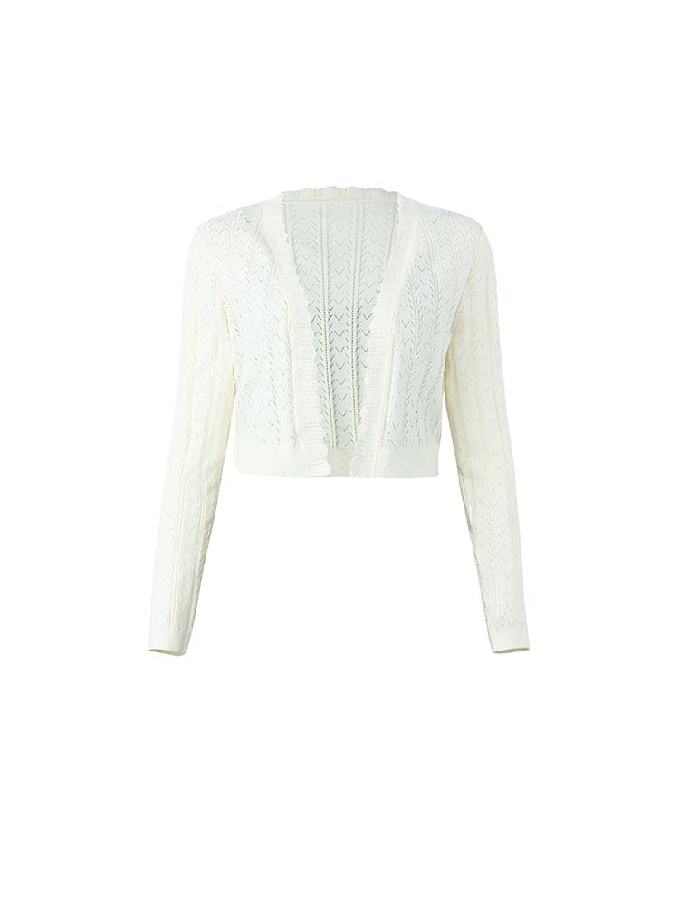 Hollow Jacquard Cardigan Set