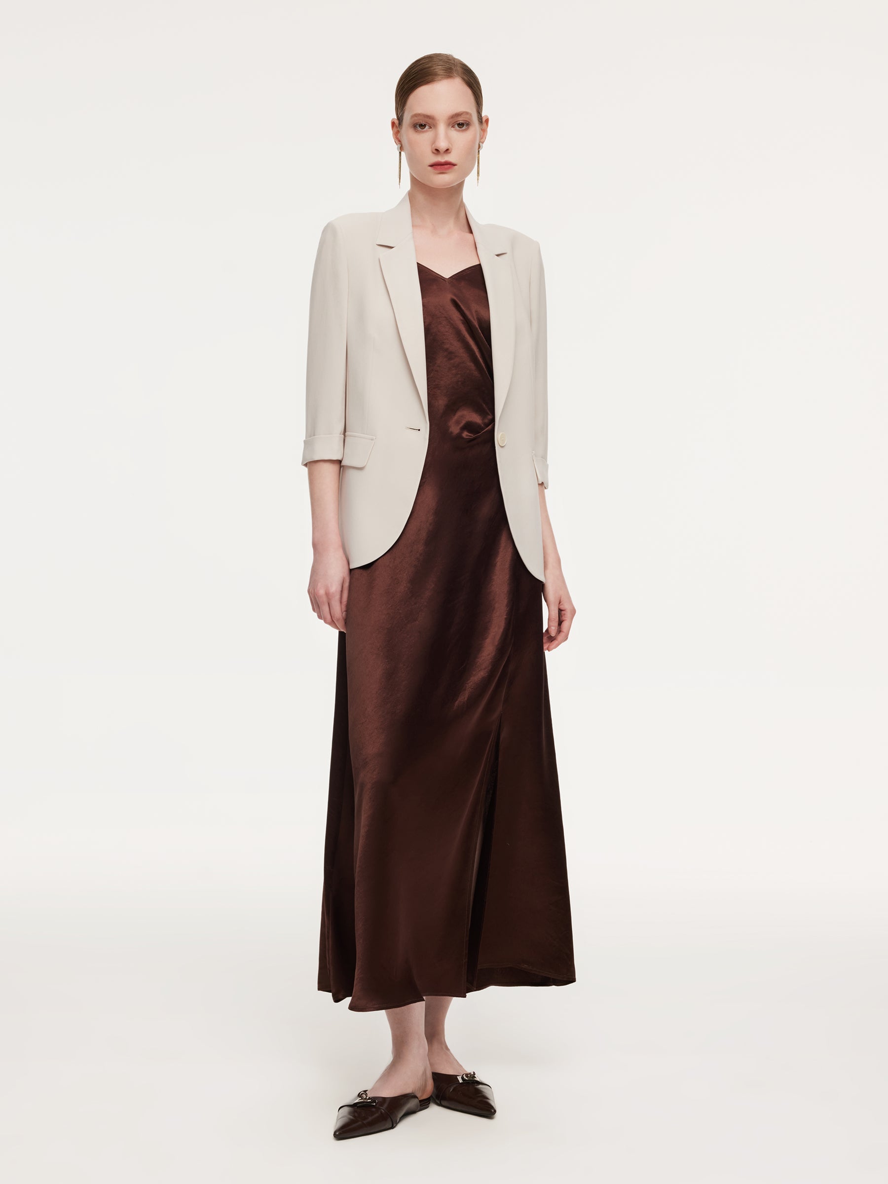 Acetate Blend Fitted Blazer