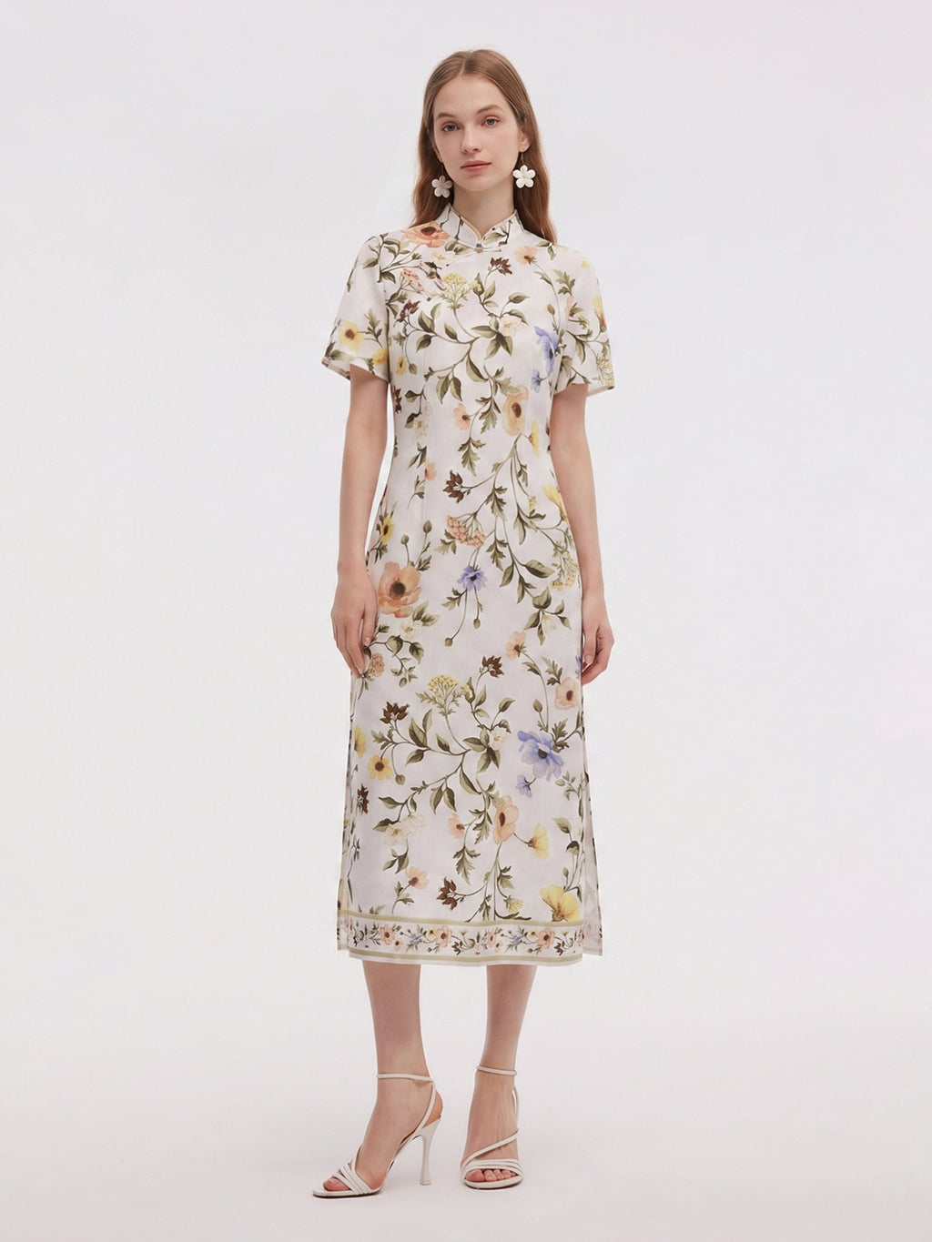 Floral Mandarin Maxi Dress