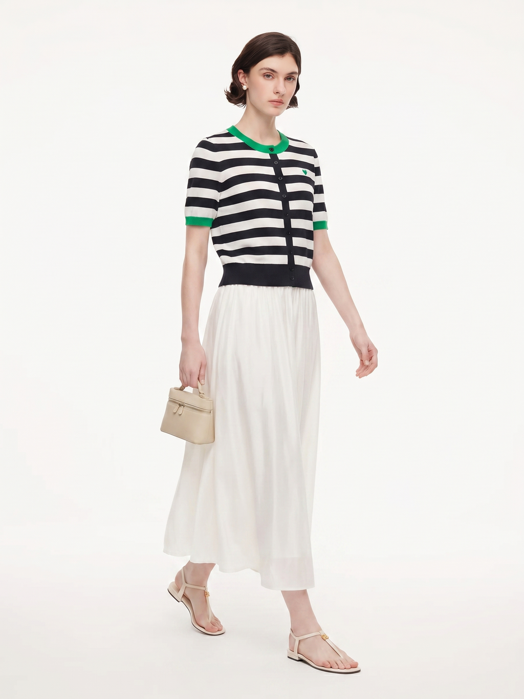 Striped Embroidered Cardigan