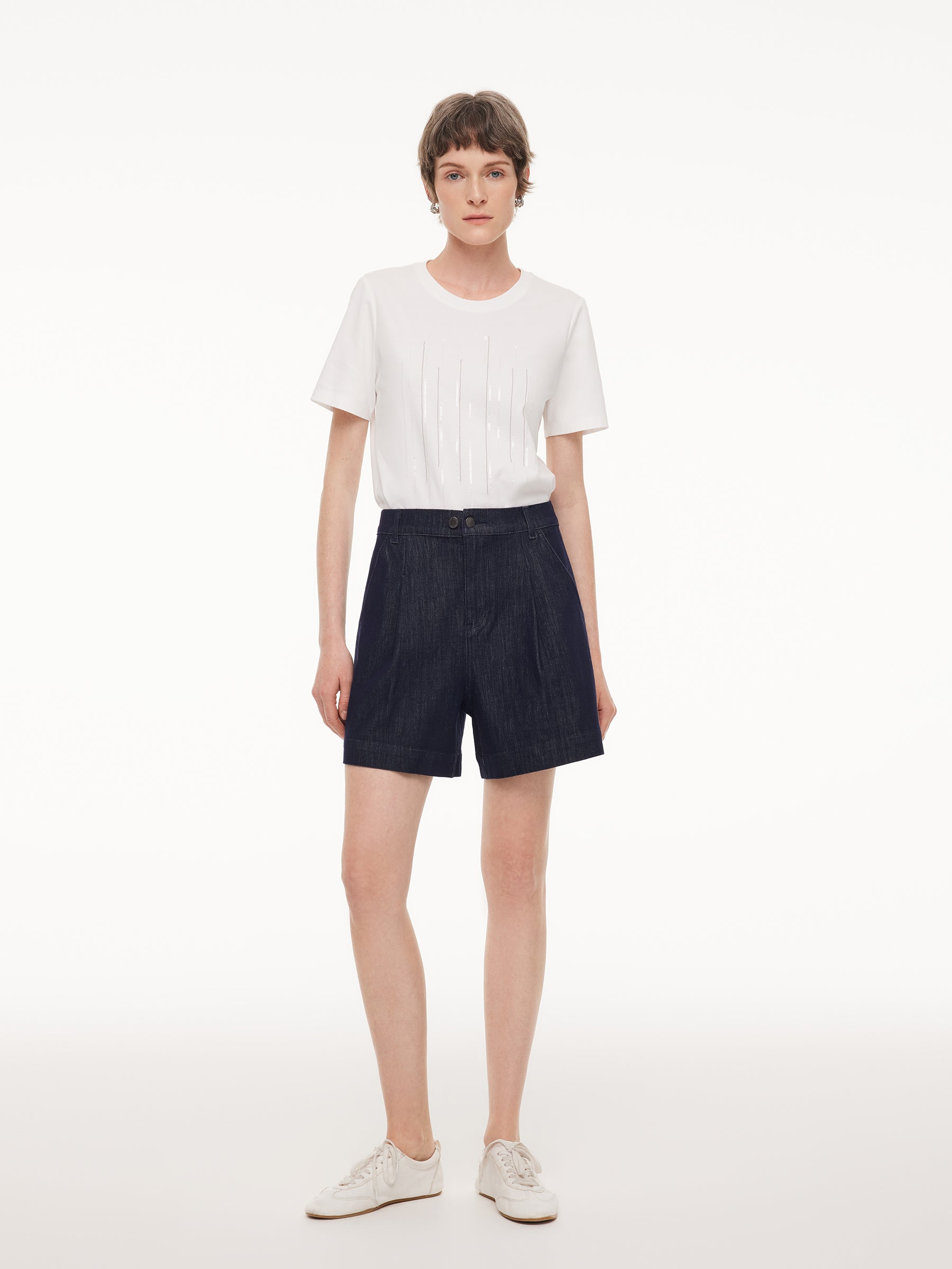 Stretch A-Line Denim Shorts