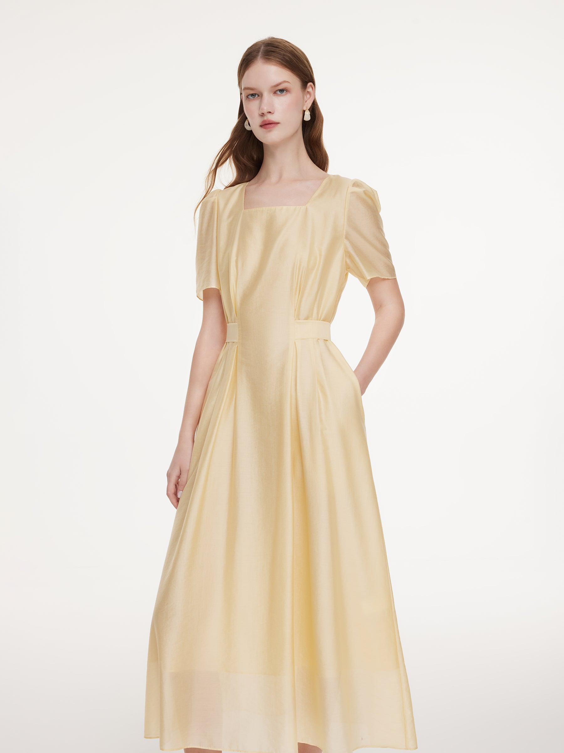 Square Neck Gathered Dress