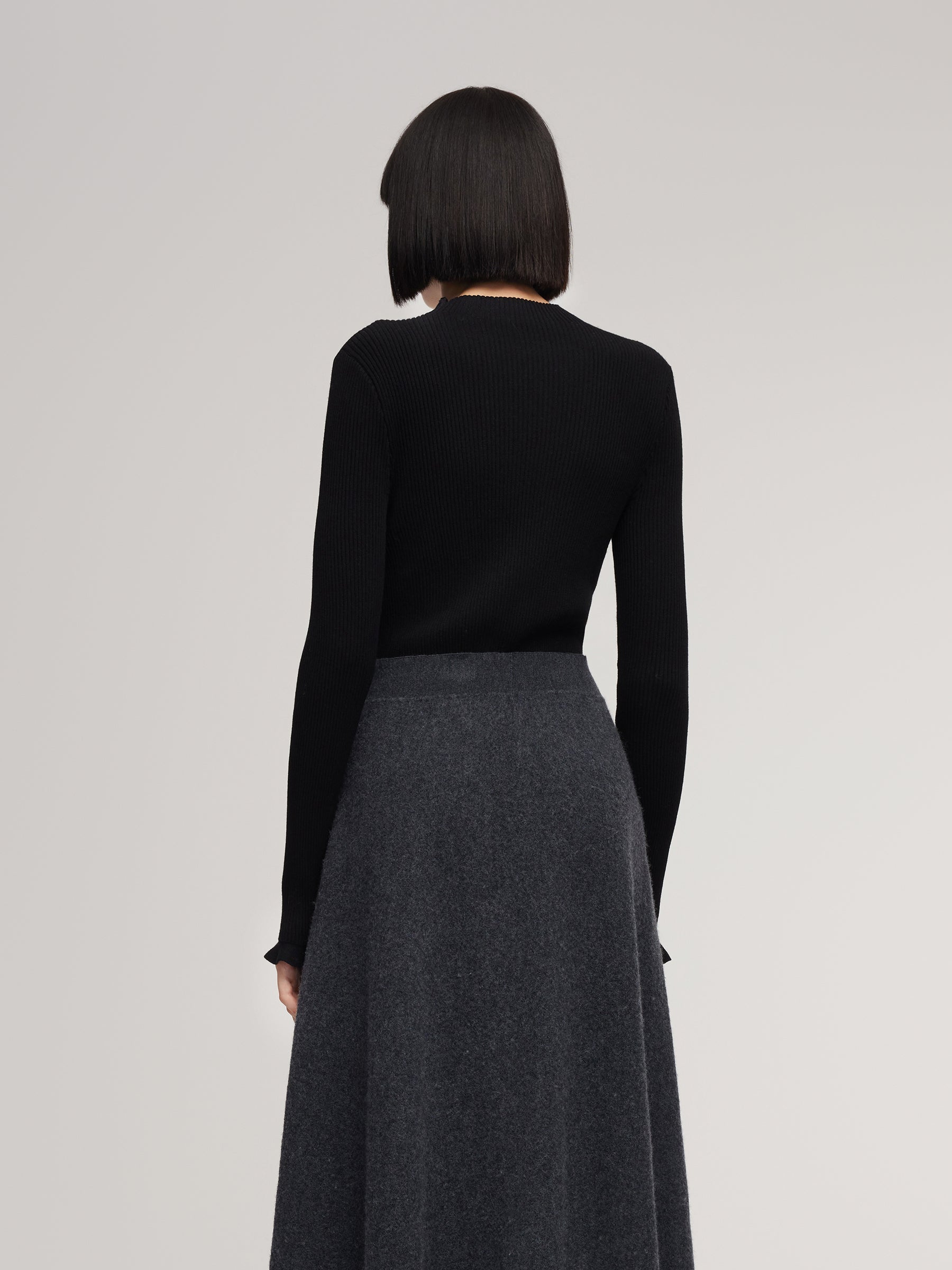 Tencel Wool Mock Neck Knit Top