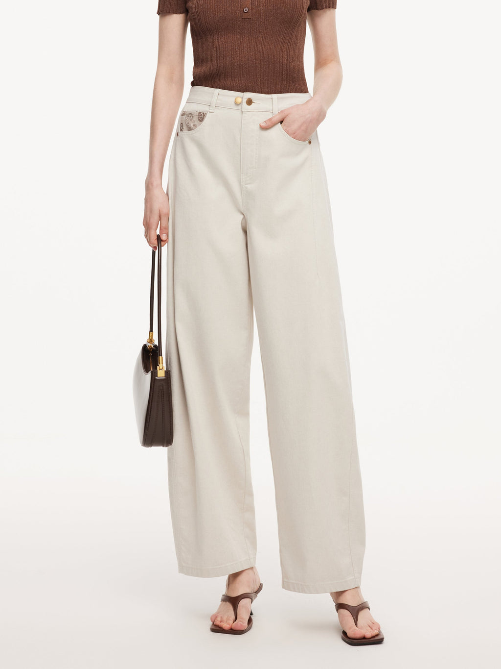 High-Cotton Curved Leg Jeans