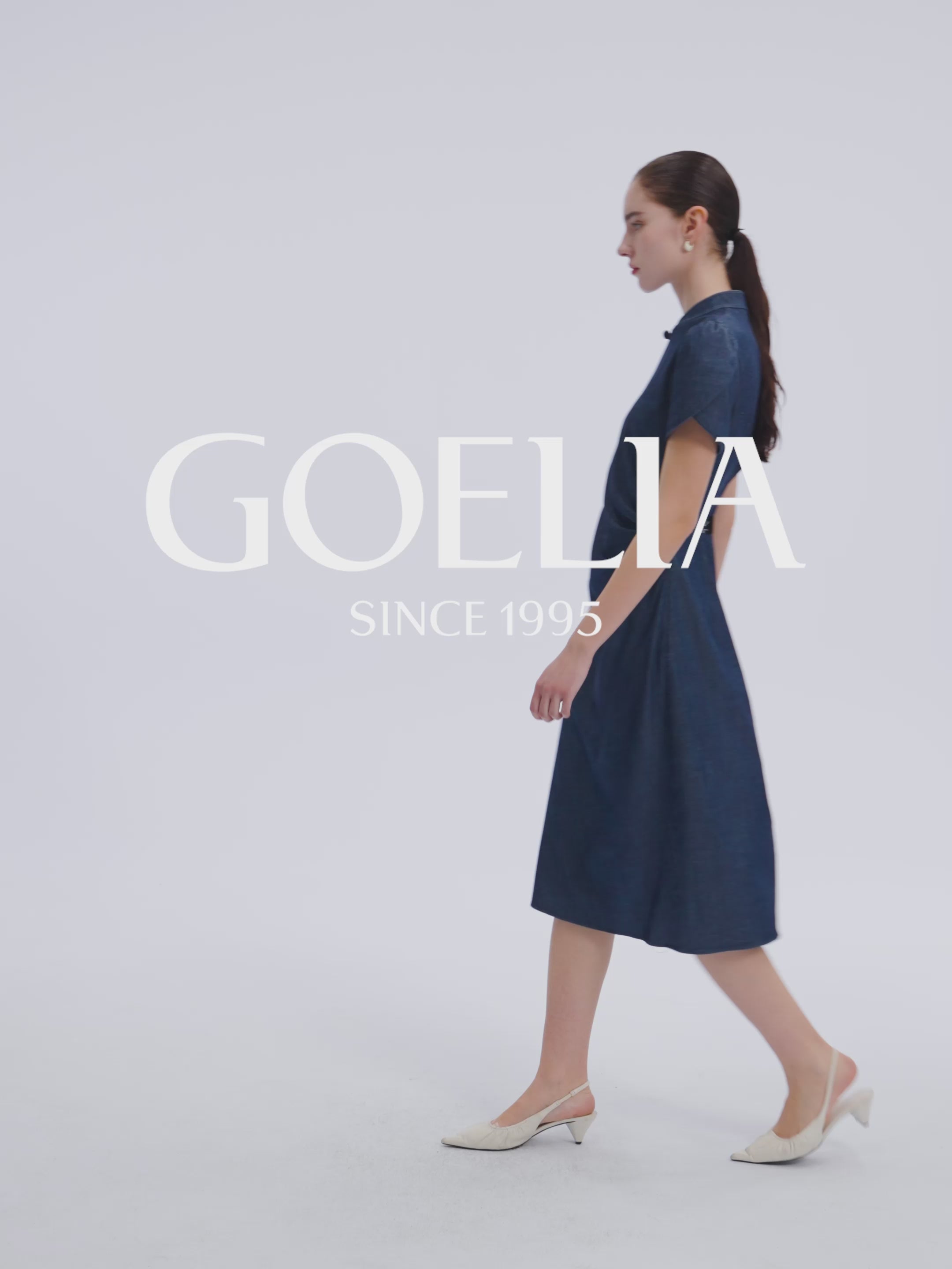 Frog Button Tulip Sleeve Dress