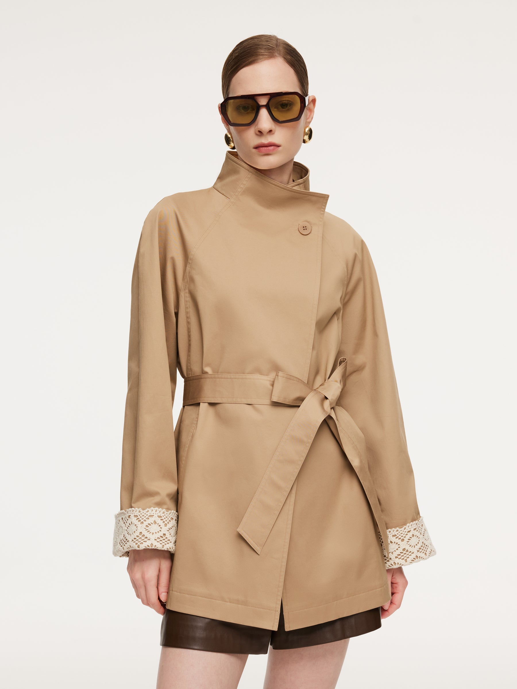 Cotton Stand Collar Trench