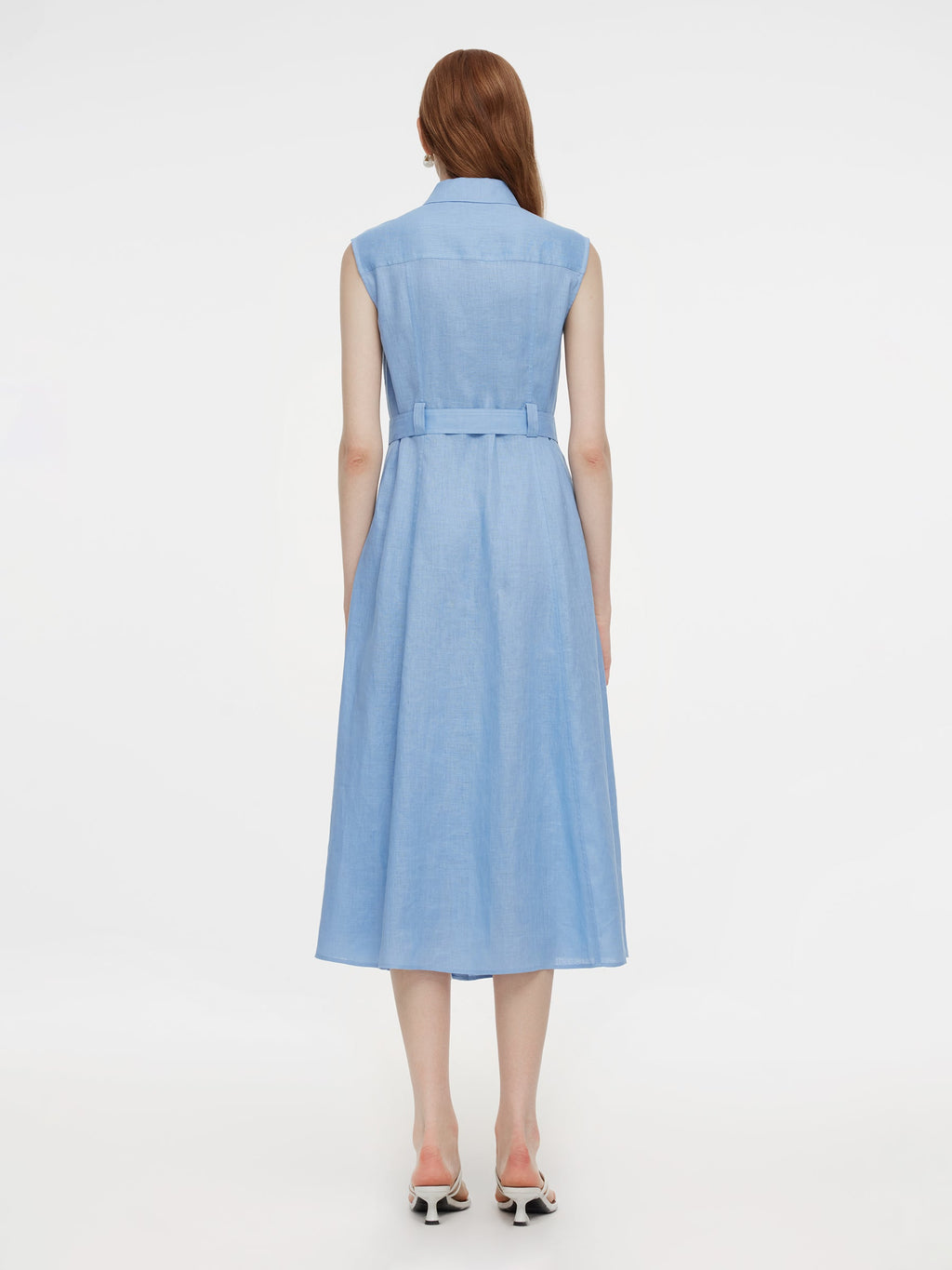 Linen Sleeveless Shirt Dress