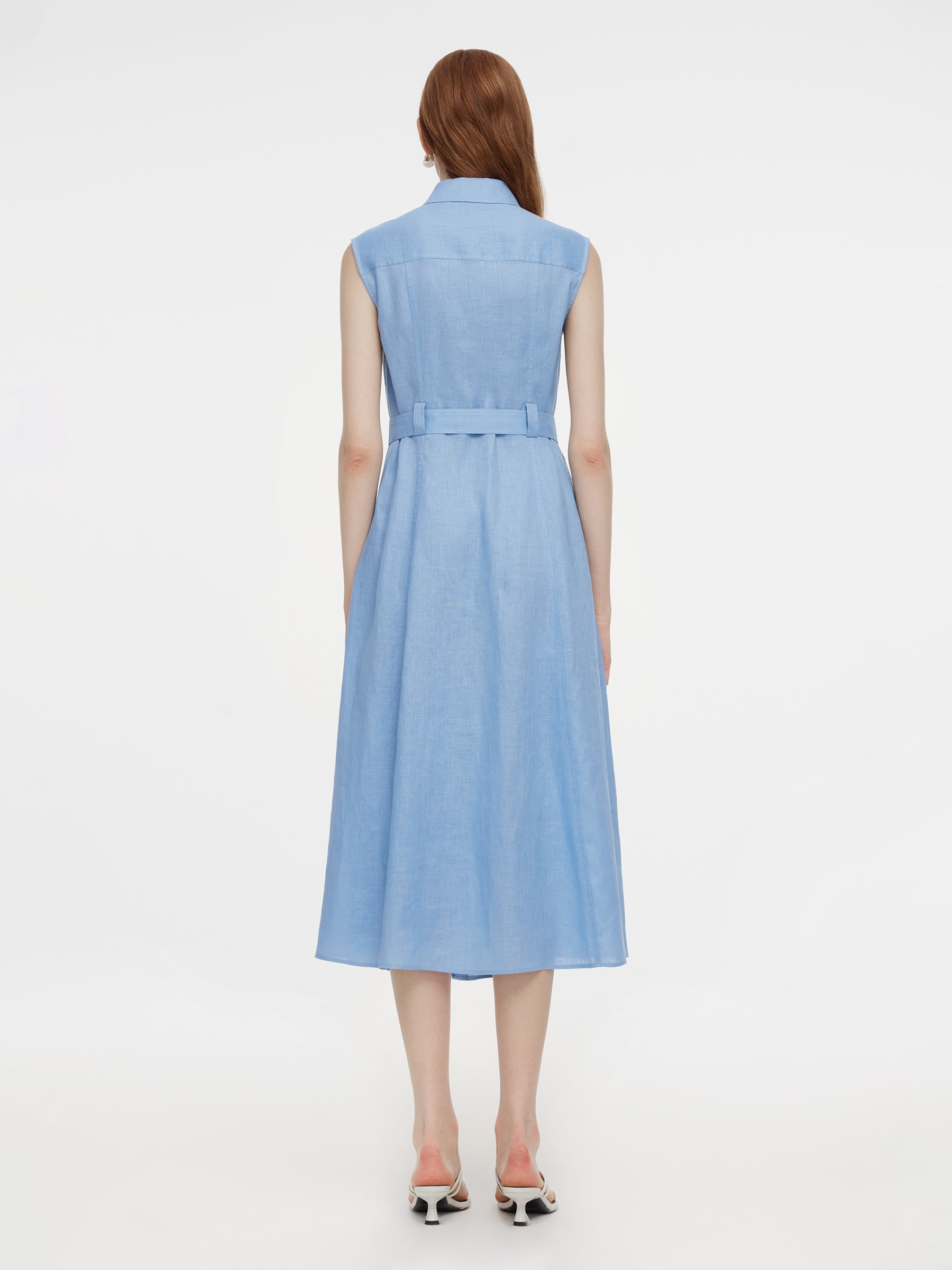 Linen Sleeveless Shirt Dress
