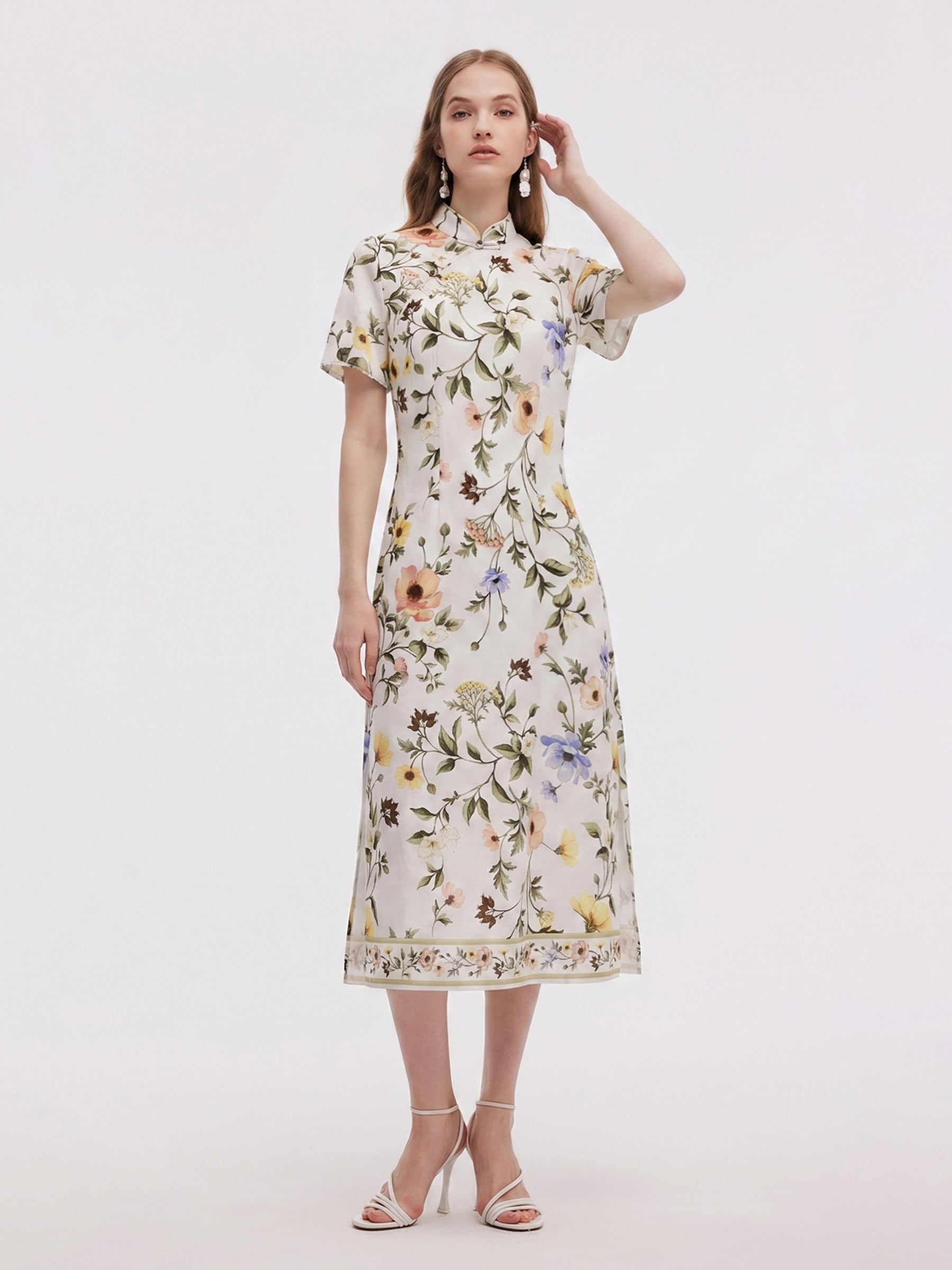 Floral Mandarin Maxi Dress