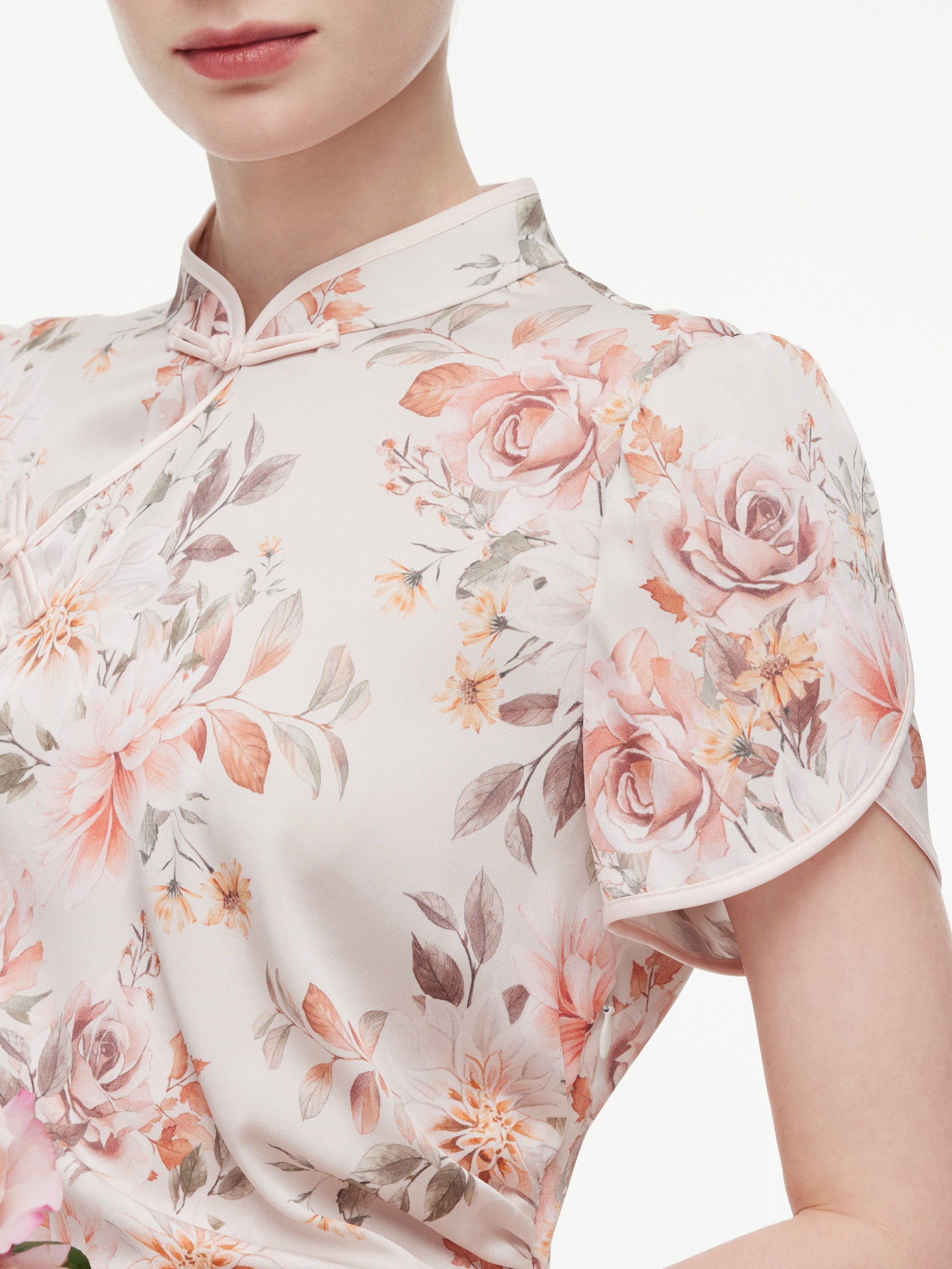 Side Ruched New-Oriental Dress