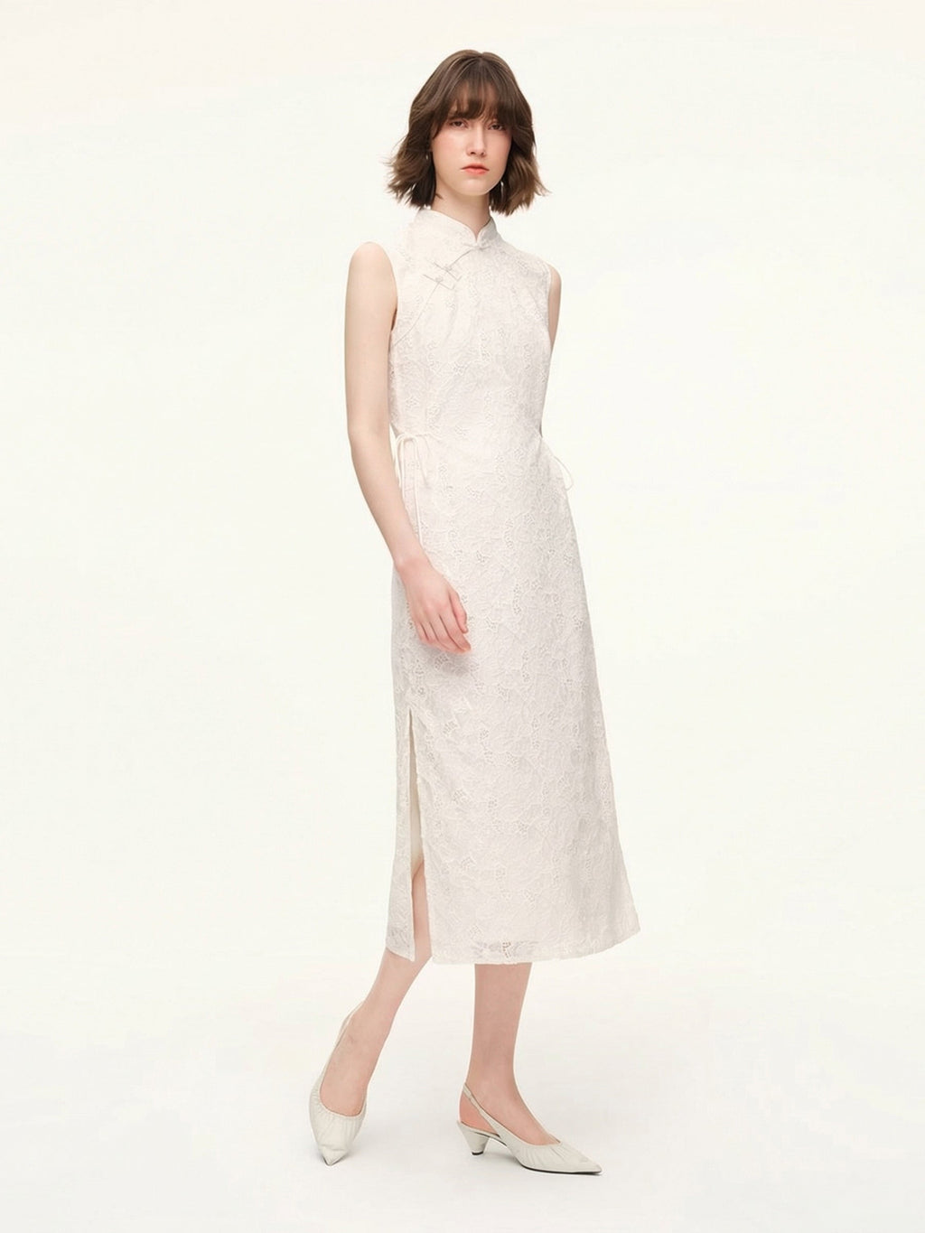 Sequin Lace Qipao Midi Dress