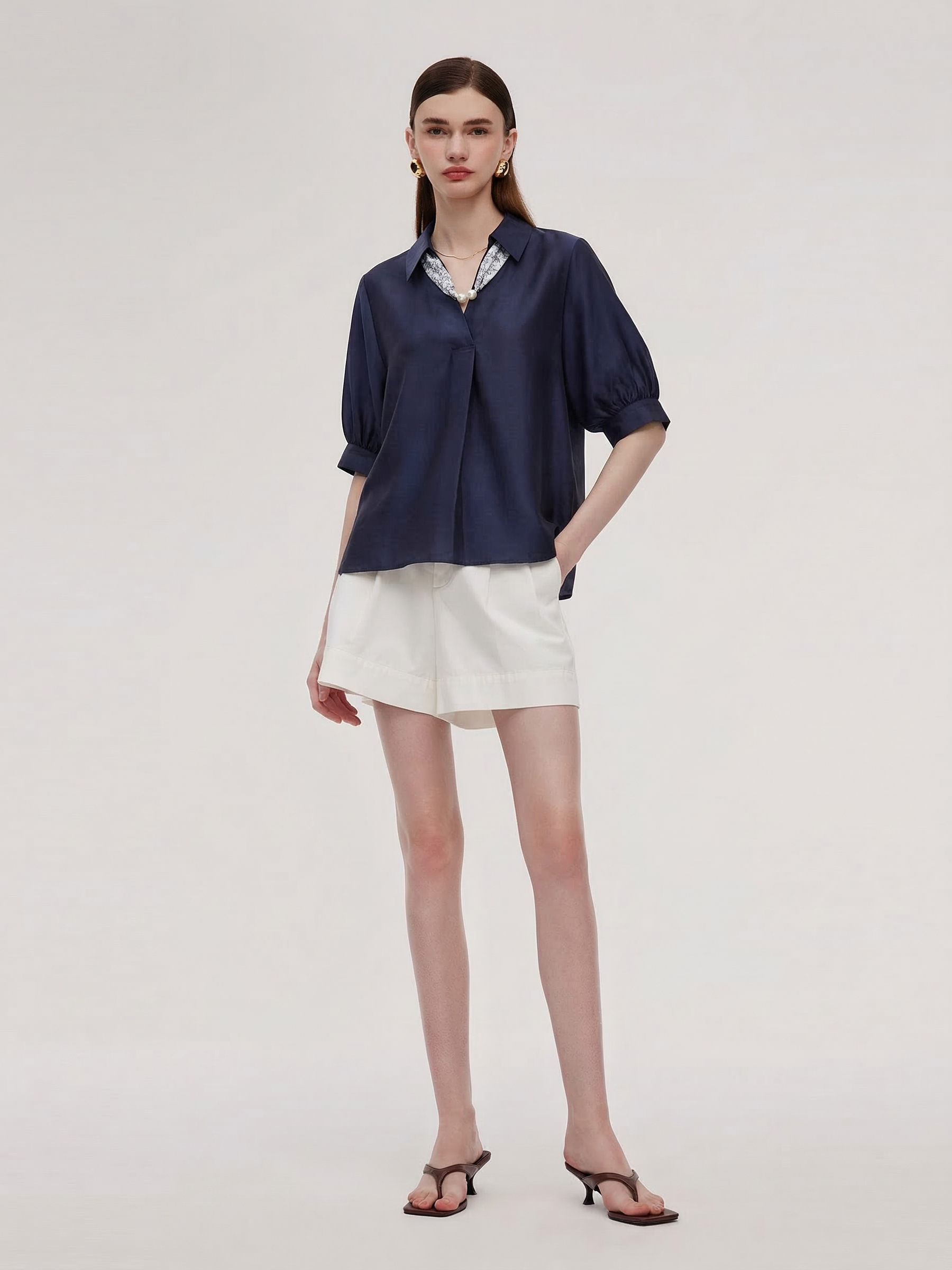 Tencel Loose Scarf Blouse