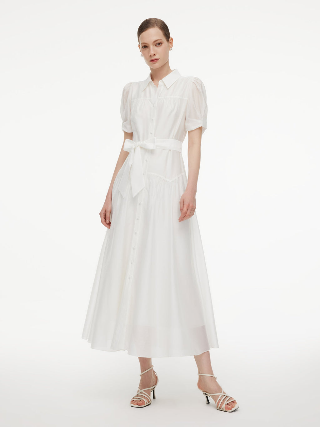 High-Waist A-Line Shirt Dress
