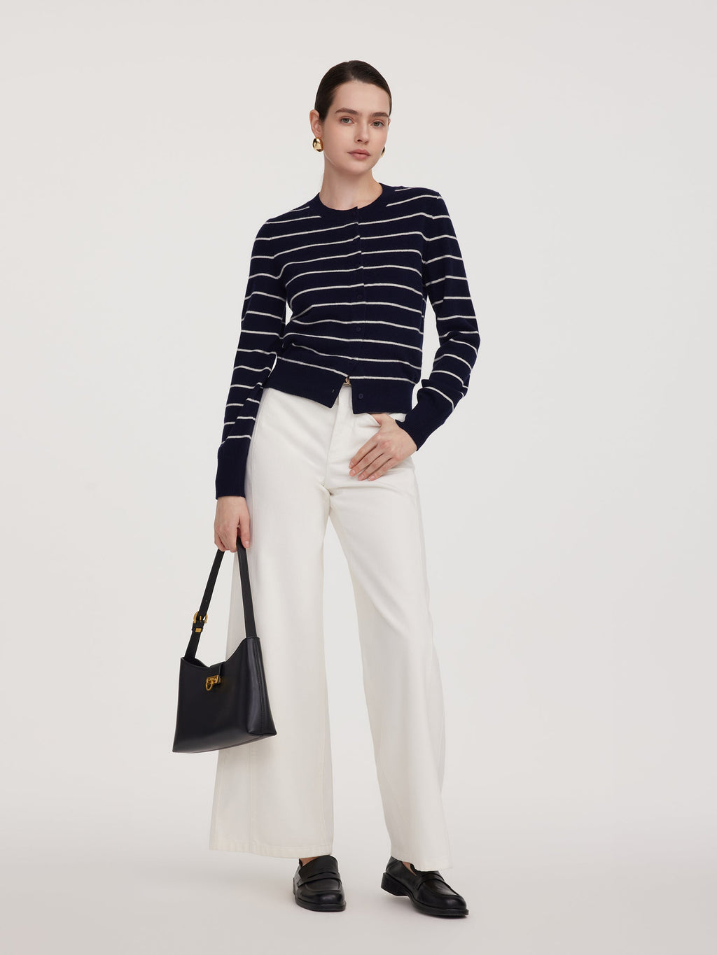 100% Wool Stripe Cardigan