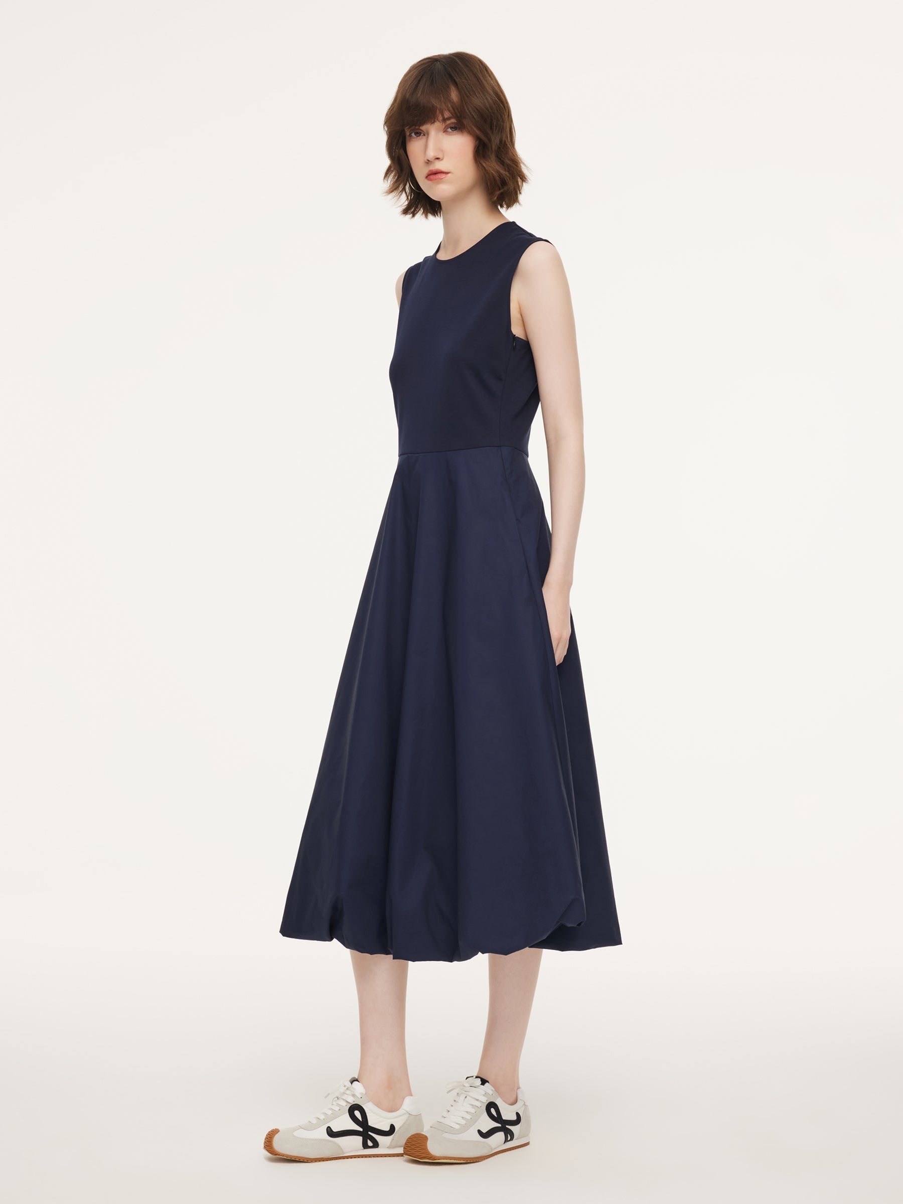 Dark Navy Bubble Hem Dress