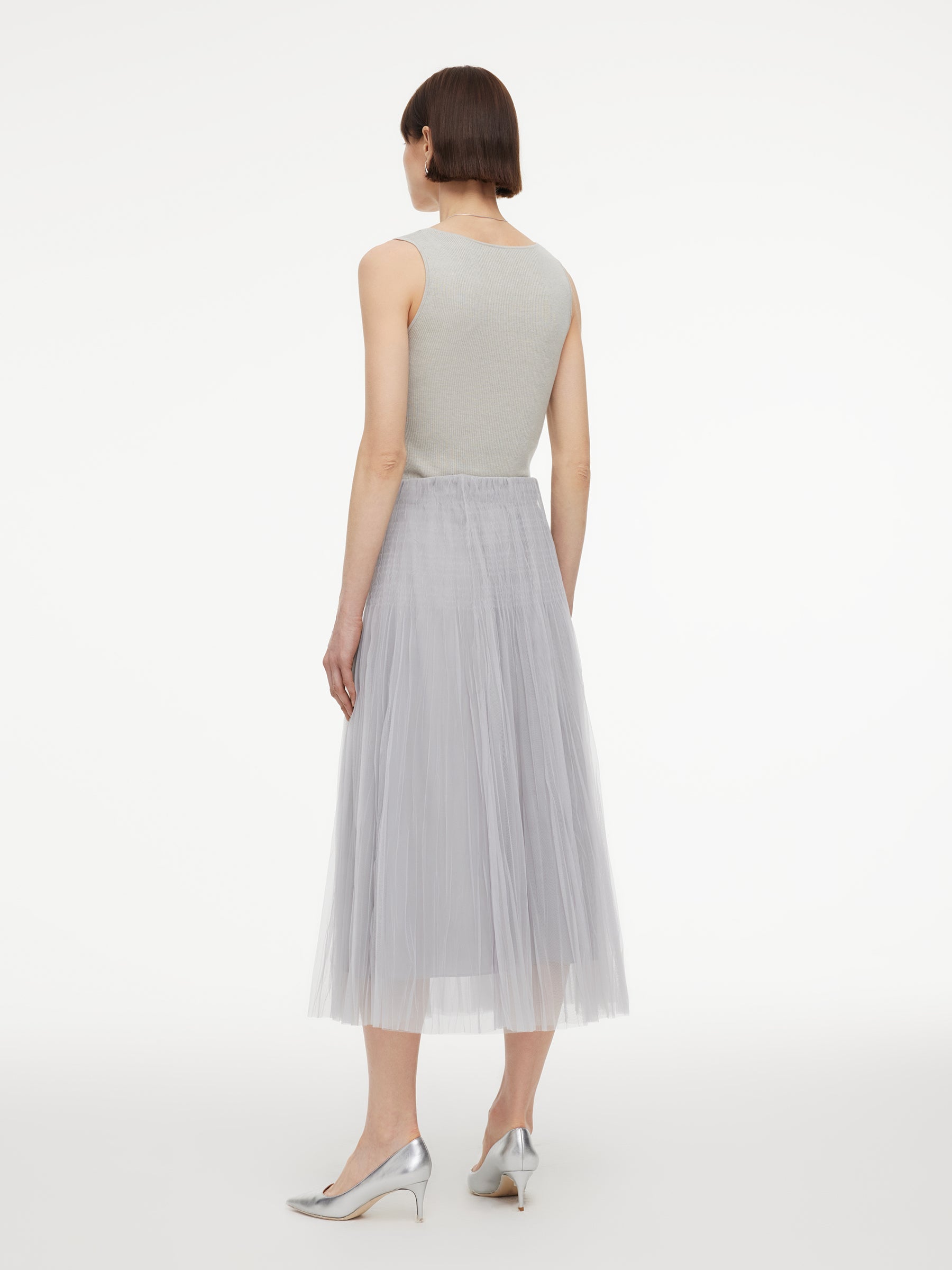 Vertical-Pleat A-Line Skirt