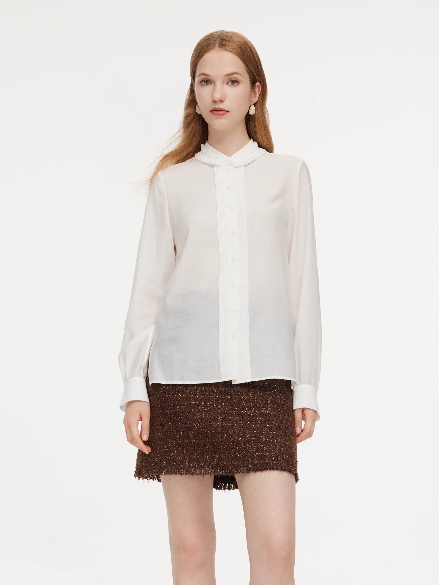 Pleated Acetate White Shirt