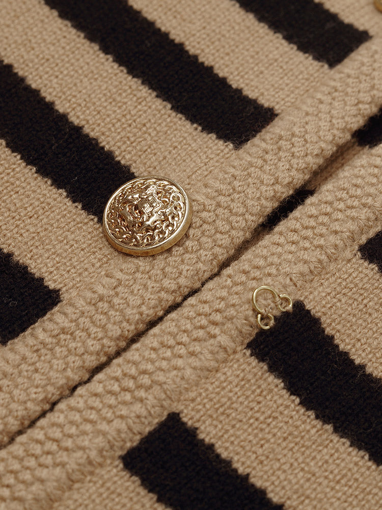 Wool Striped French Cardigan