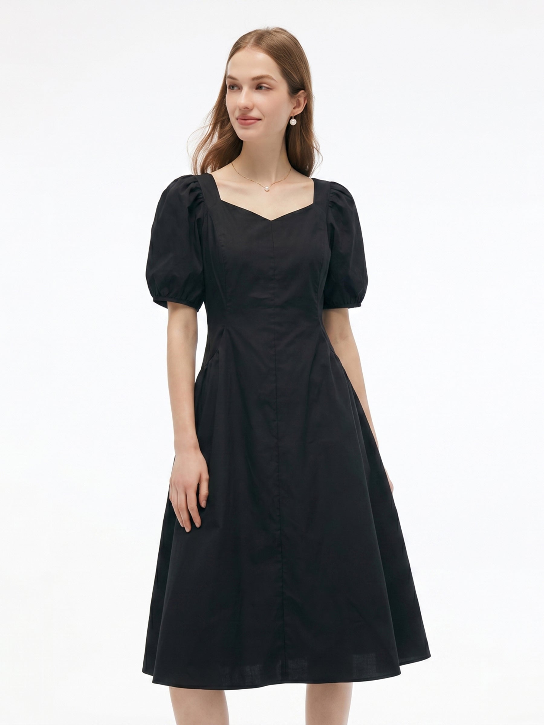 Cotton Blend Sweetheart Dress