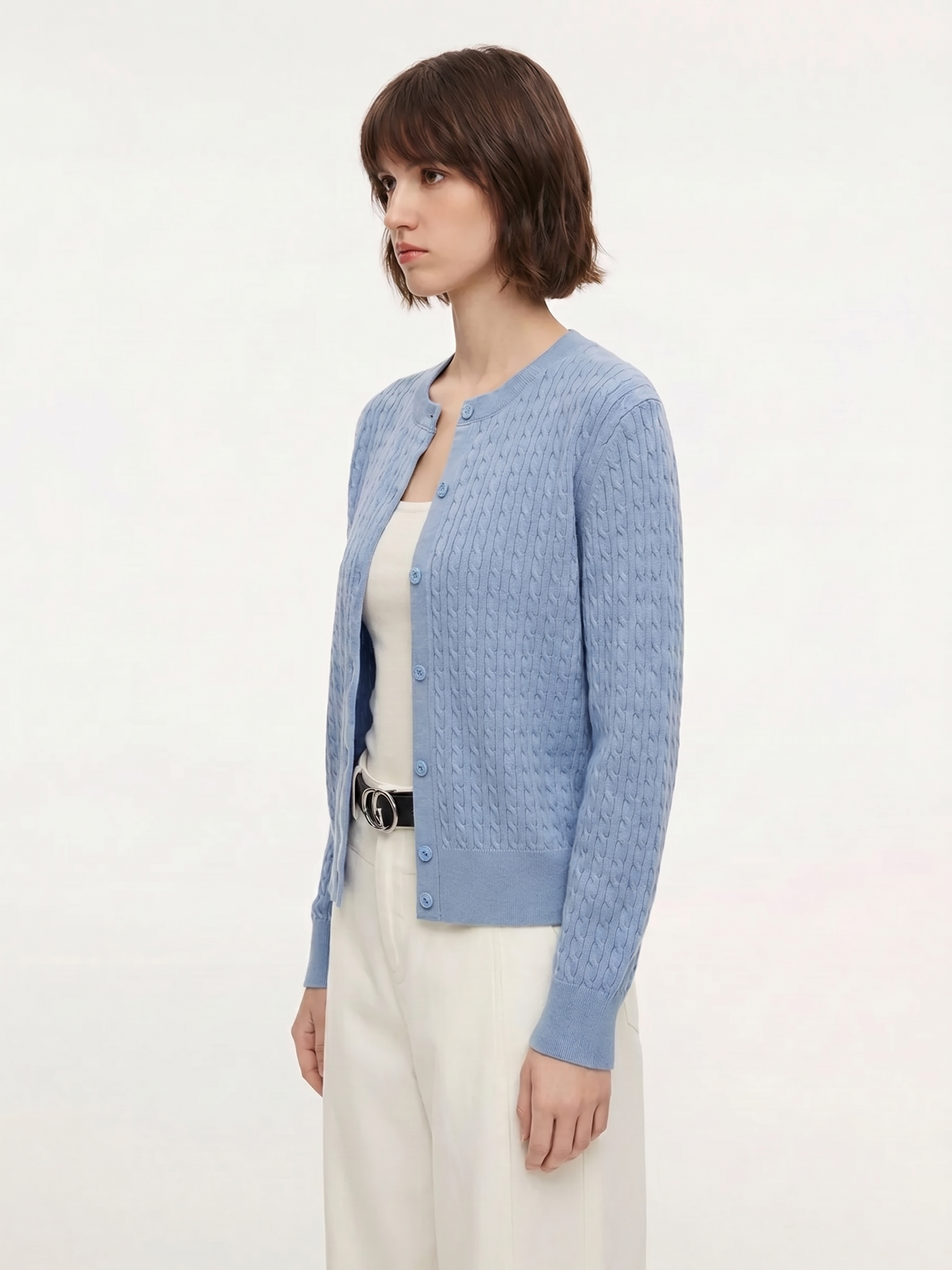 100% Cotton Cable Crew Cardigan