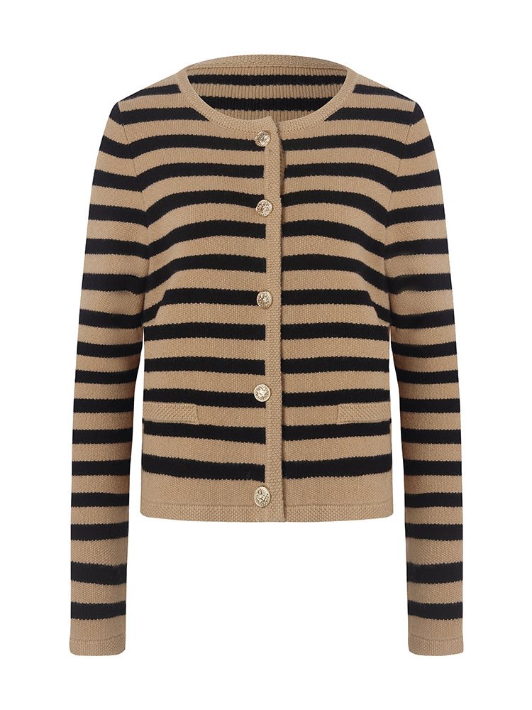 Wool Striped French Cardigan