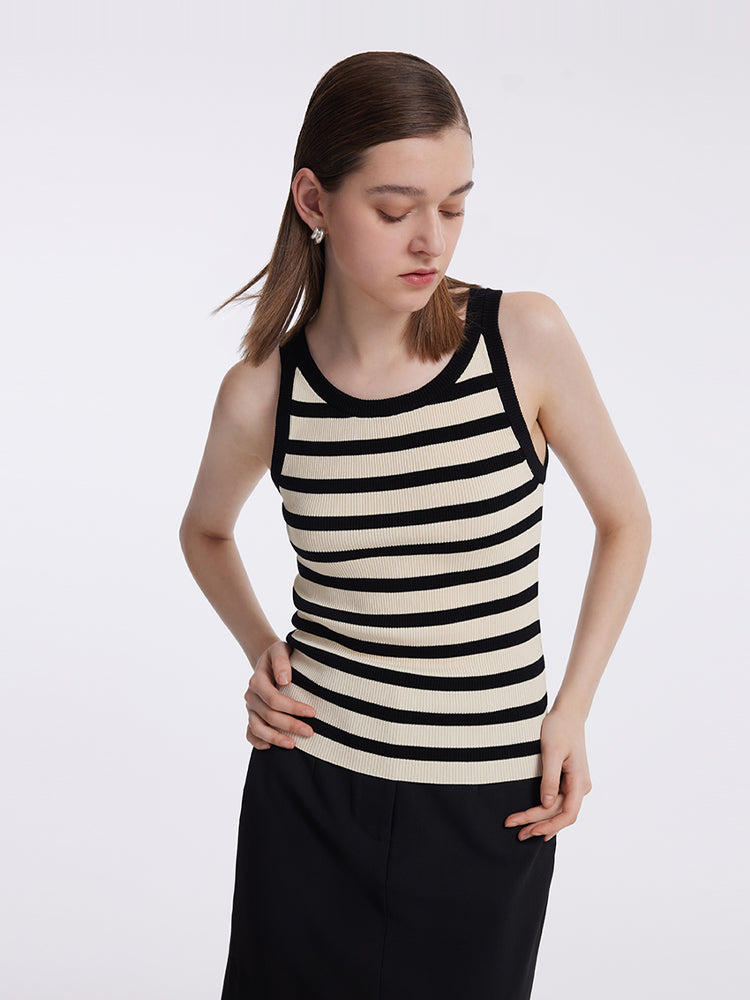 Striped Knit Fit Tank