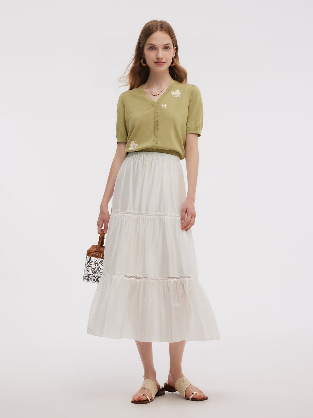 Elastic-Waist Flowing Skirt