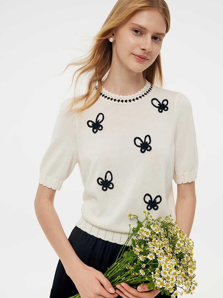 Tencel Butterfly Embroidery Top