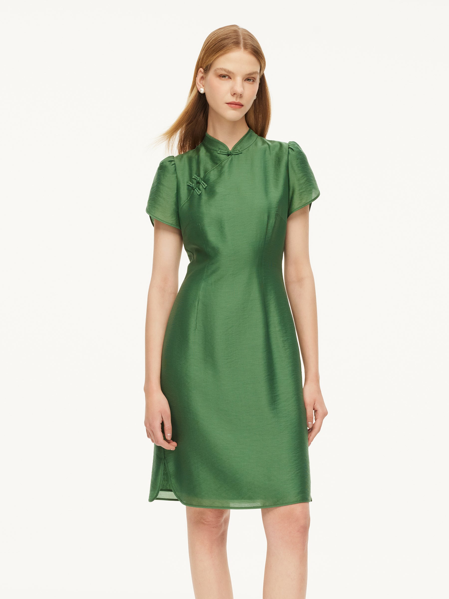 Tencel Qipao Mini Dress