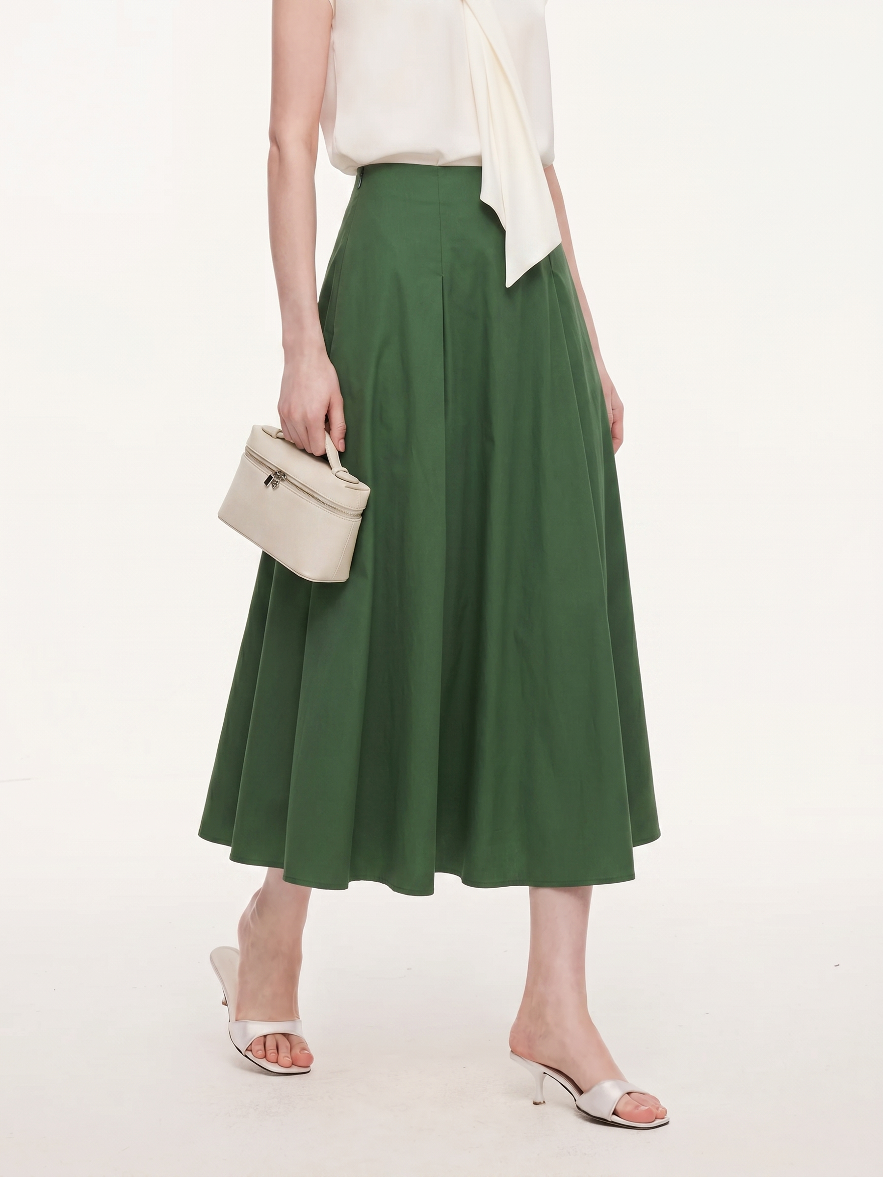 Elastic-Back Side-Pocket Skirt