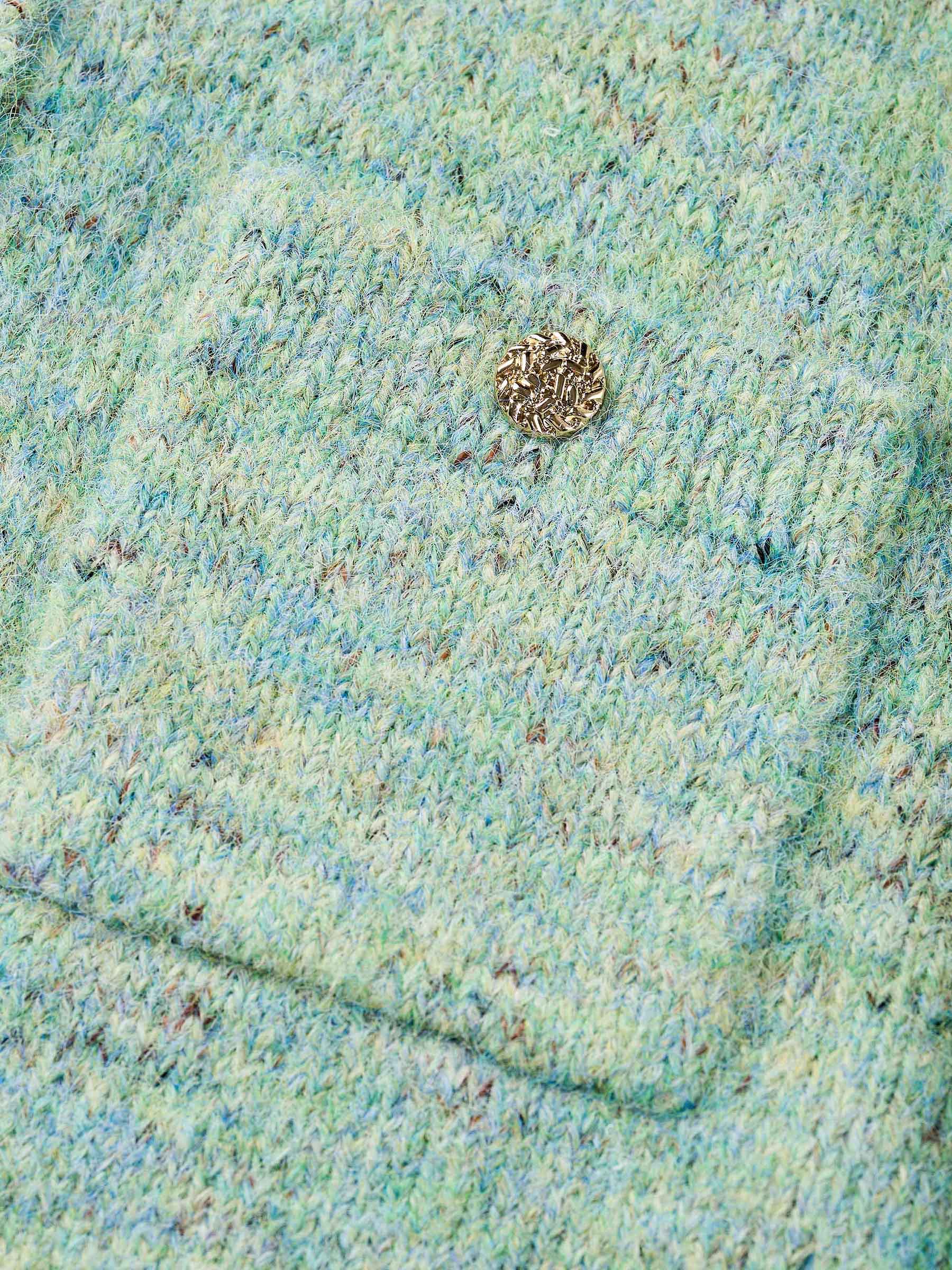 Melange Green Crewneck Cardigan