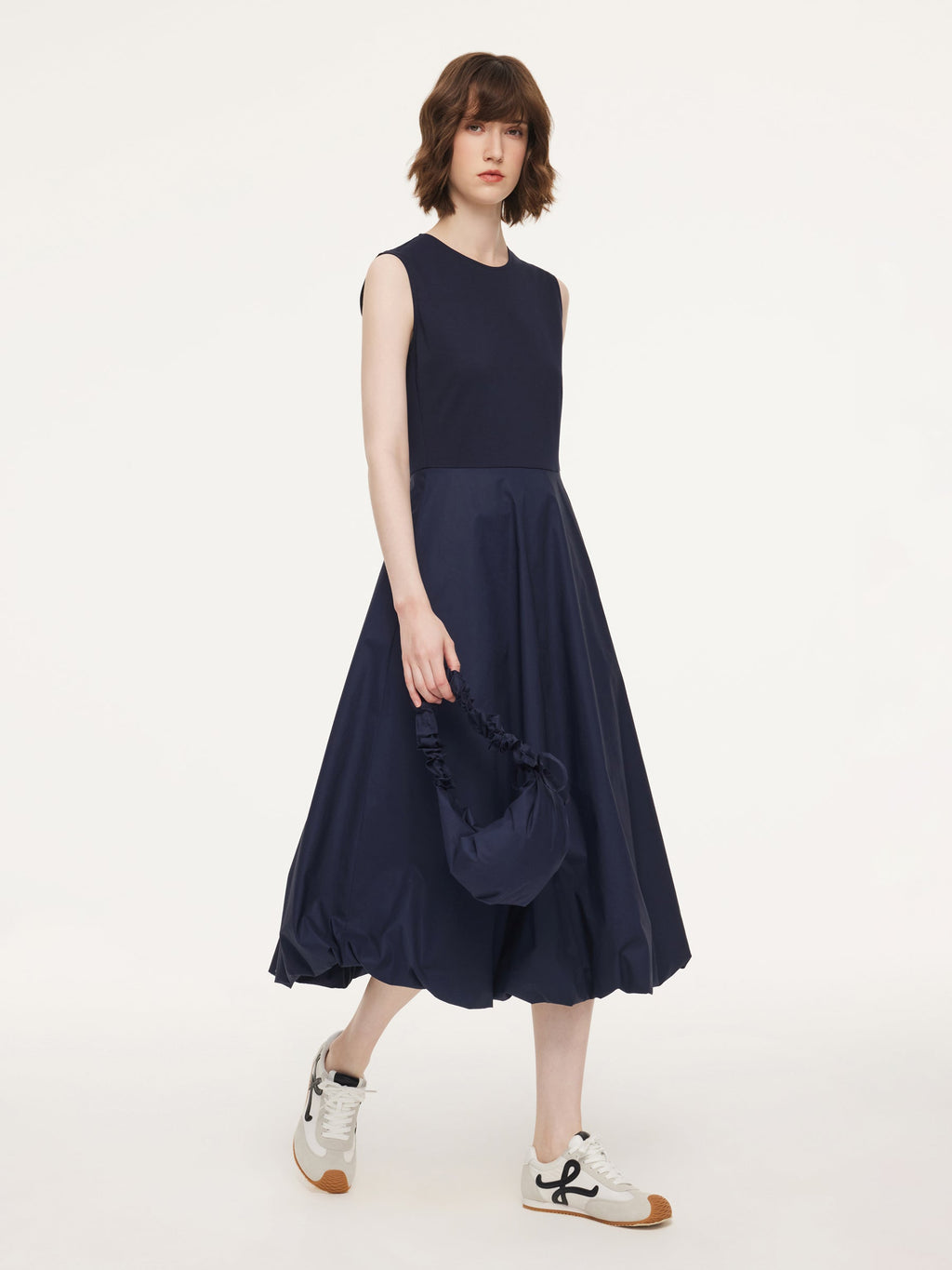 Dark Navy Bubble Hem Dress